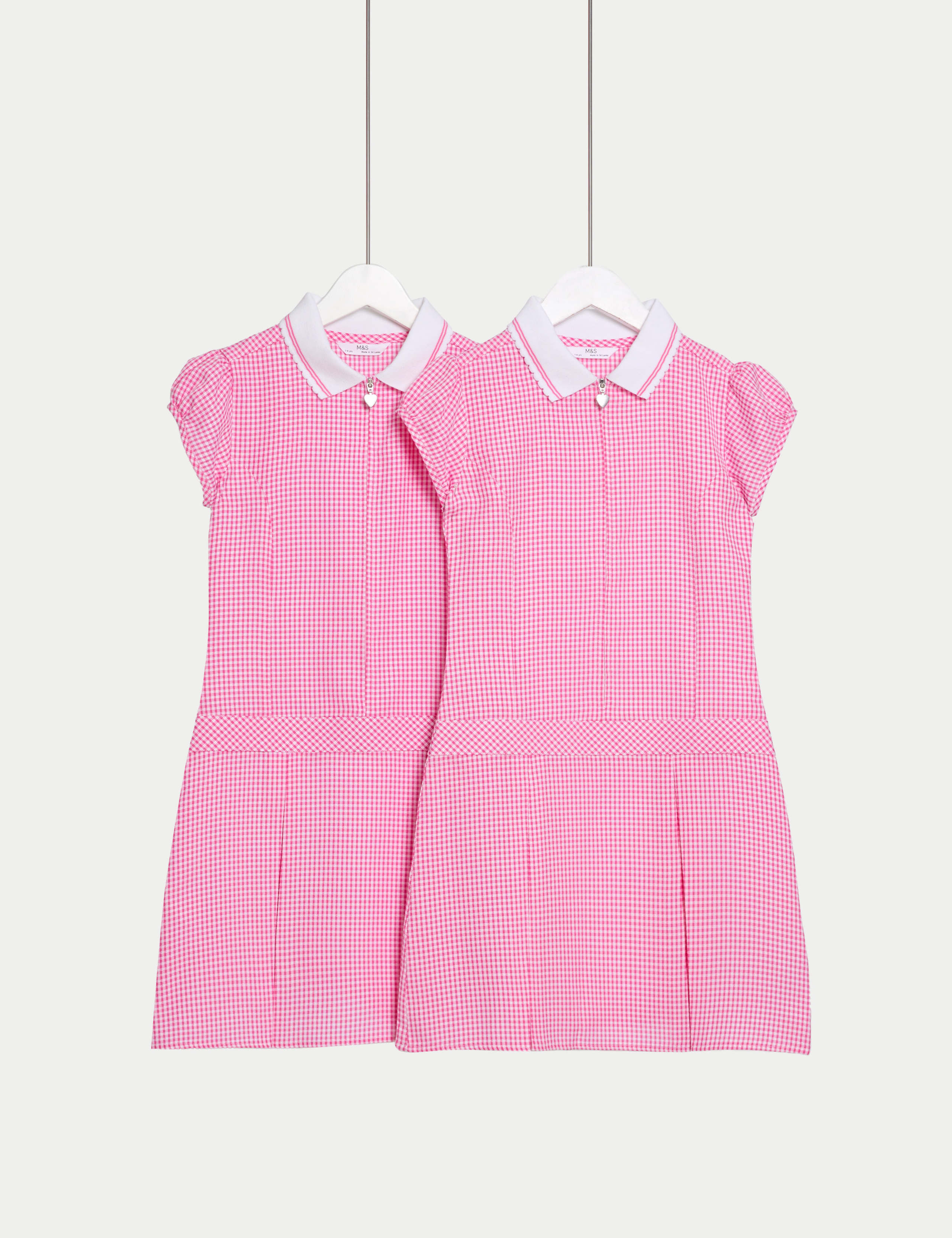 2pk Girls' Cotton Rich Gingham School Dress (2-14 Yrs) 1 of 2