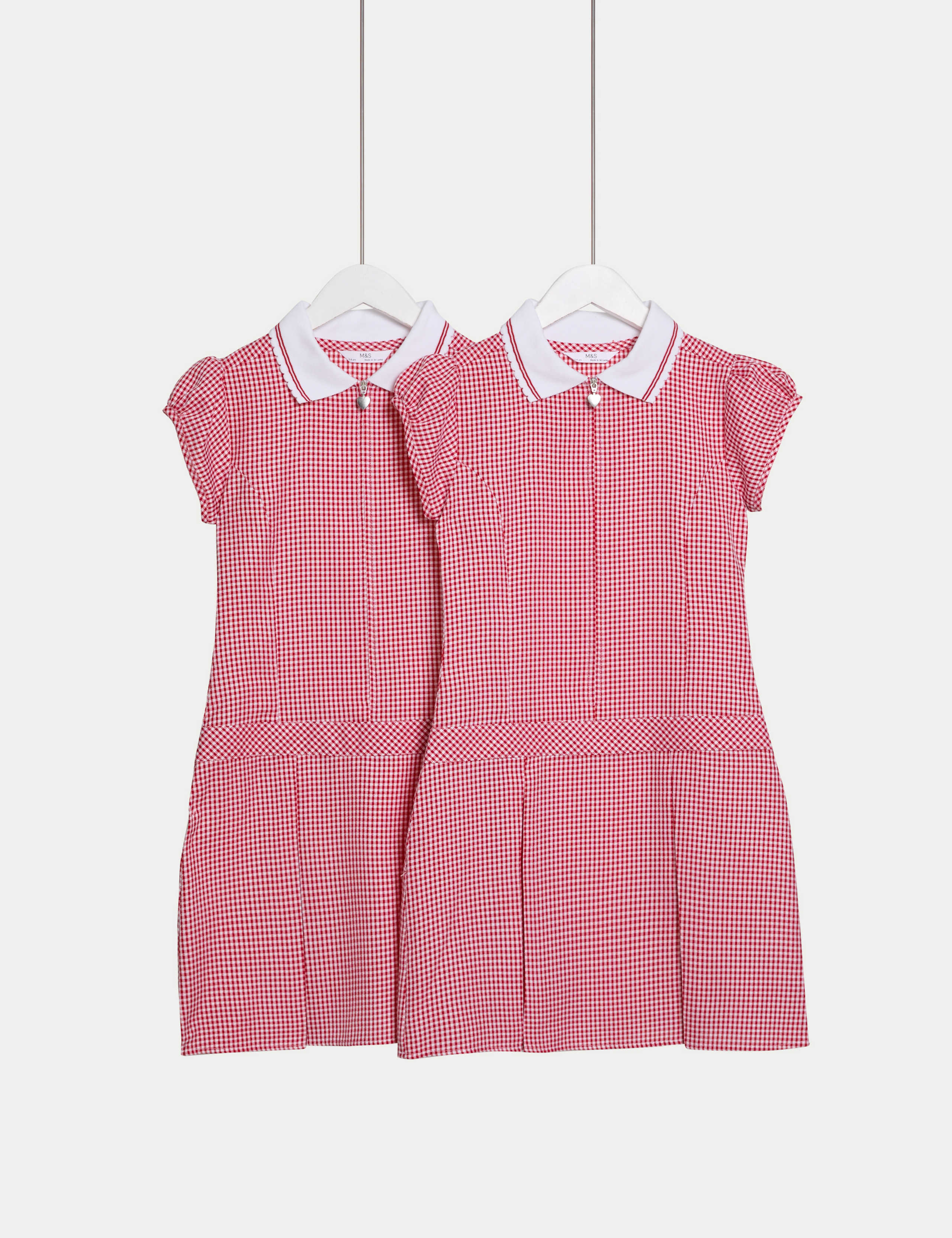 2 Pack Girls' Gingham School Dress (2-14 Yrs) 1 of 2