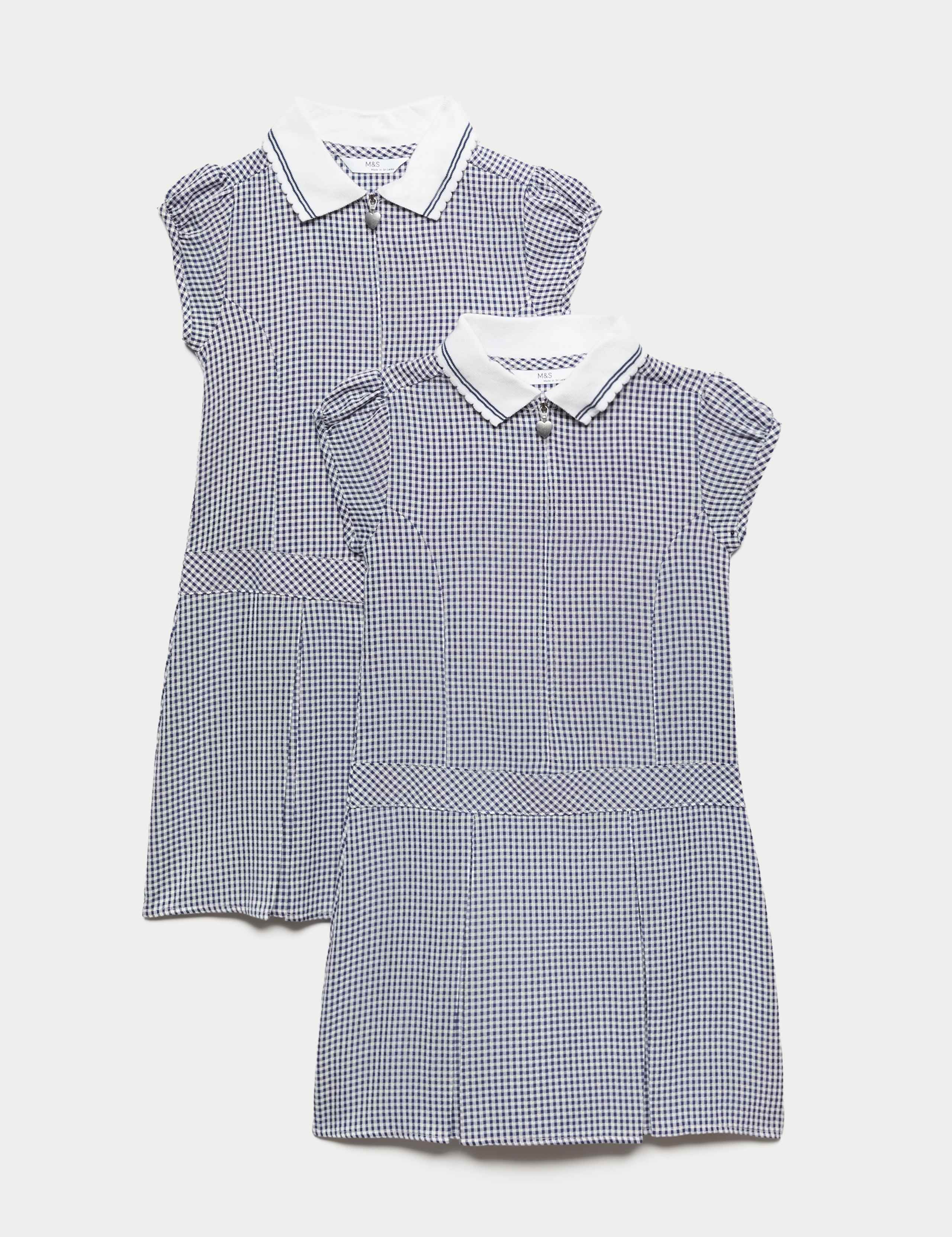2 Pack Girls' Gingham School Dress (2-14 Yrs) 1 of 2