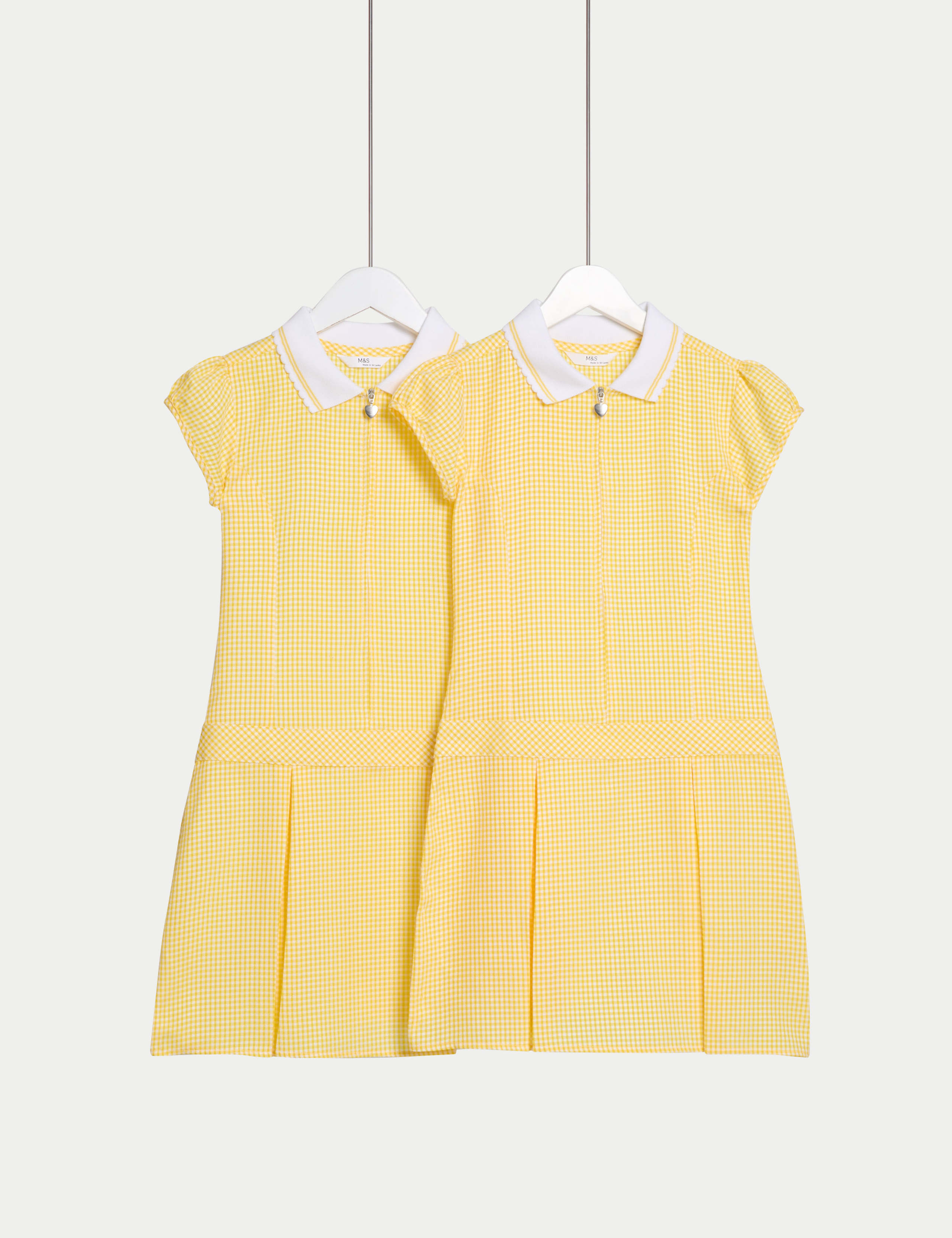 2 Pack Girls' Cotton Rich Gingham School Dress (2-14 Yrs) 1 of 2