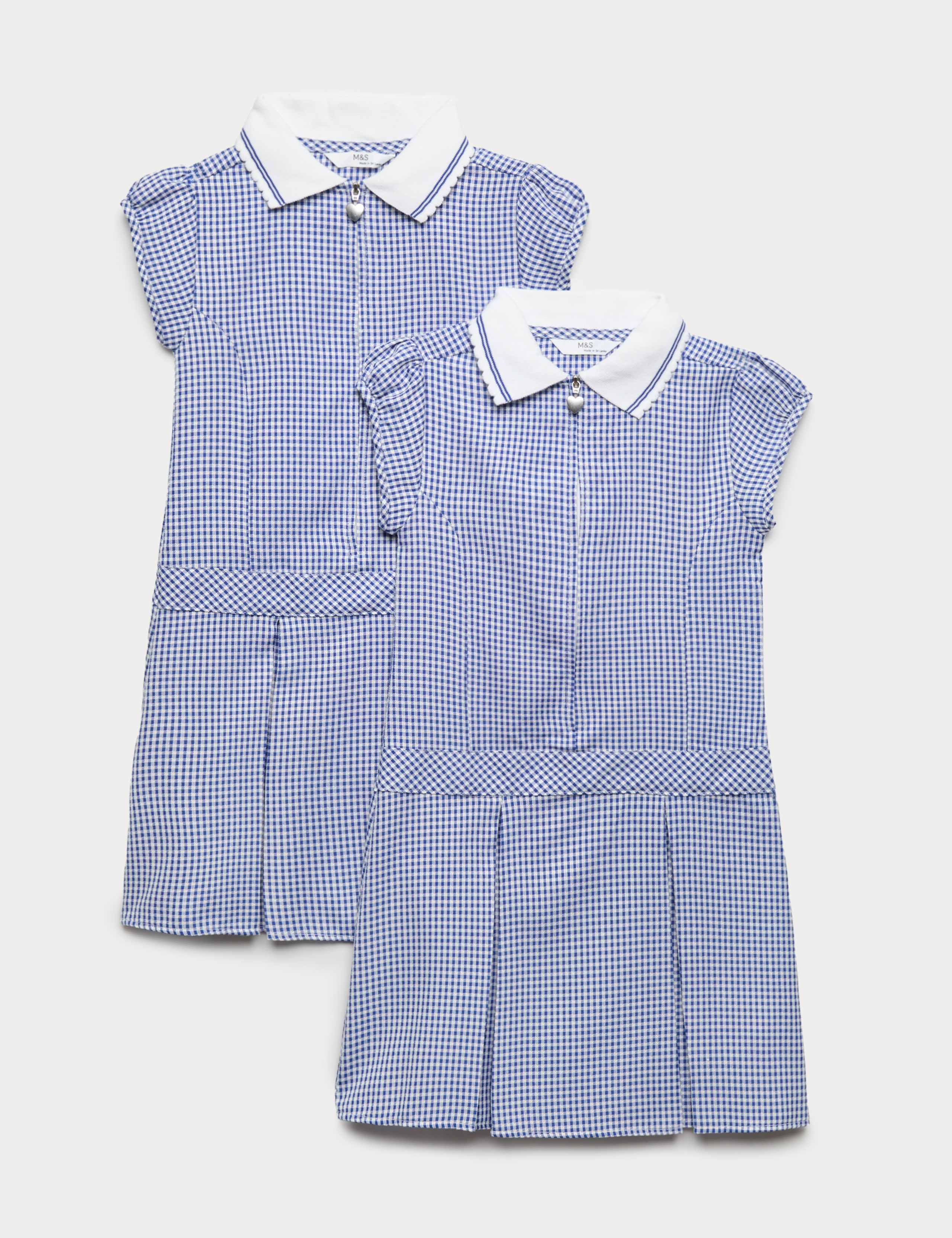 2 Pack Girls' Gingham School Dress (2-14 Yrs) 1 of 2