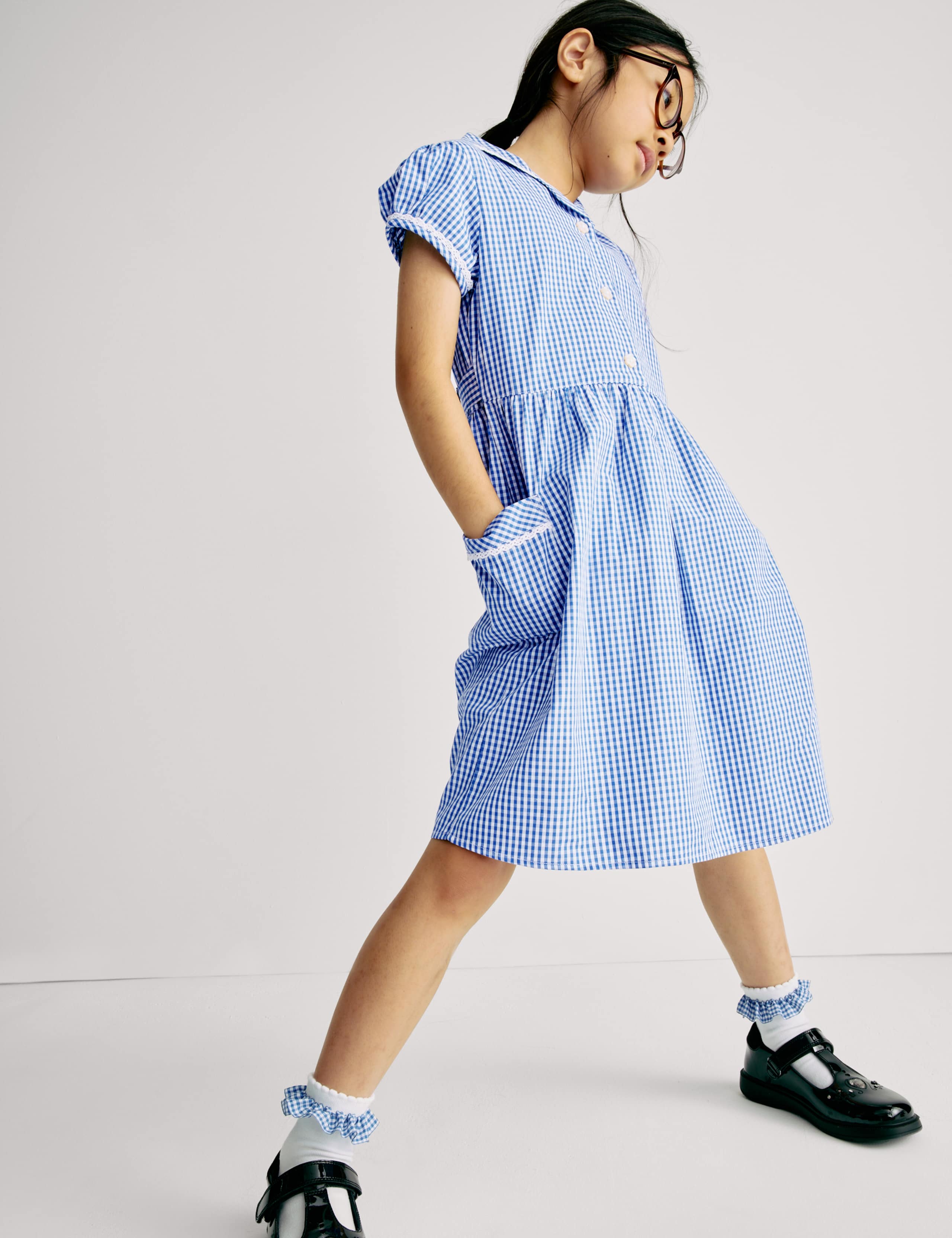 Pure Cotton Gingham School Dress (2-14 Yrs) 3 of 9