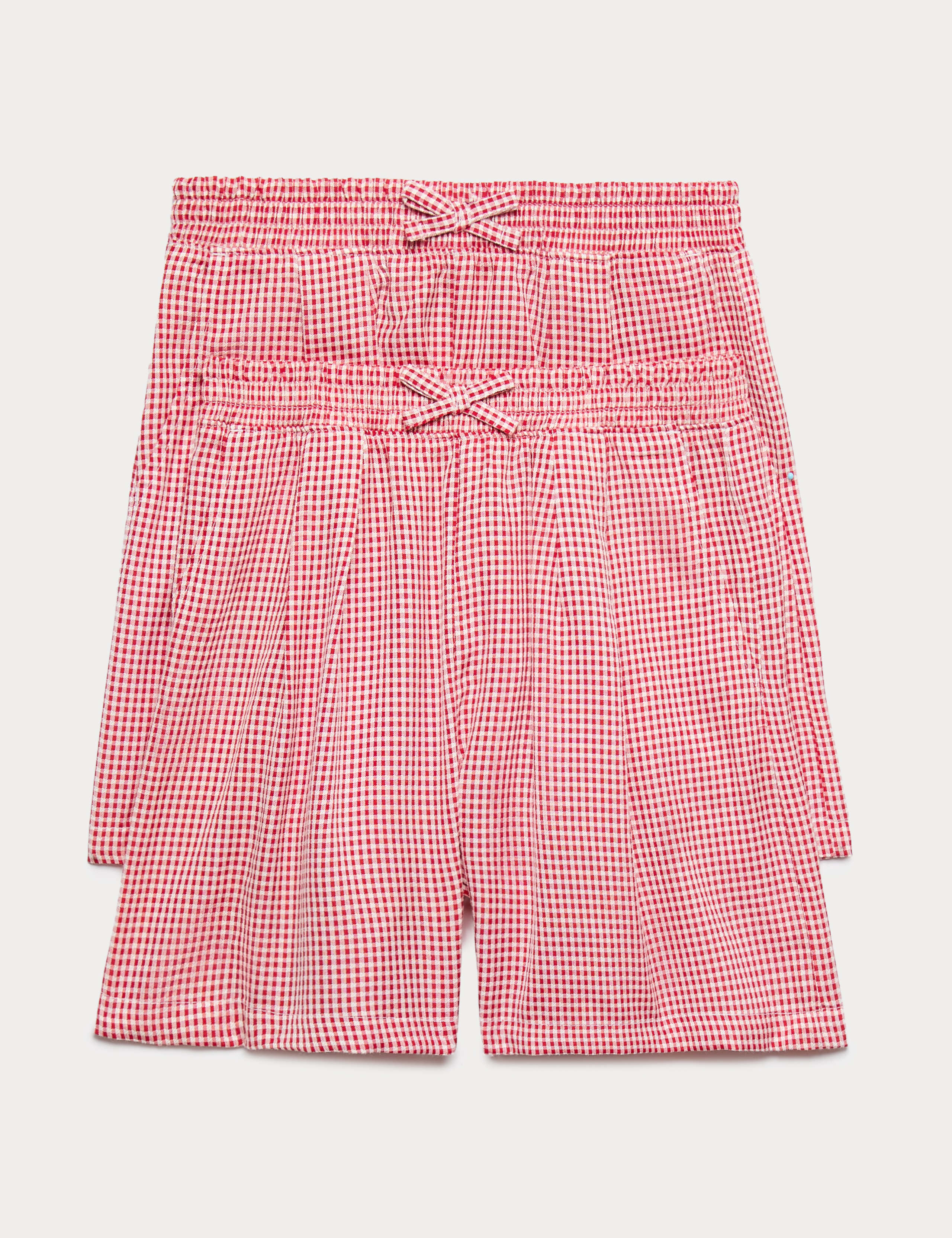 2 Pack Gingham Easy To Iron School Shorts (3-14 Years) 1 of 2