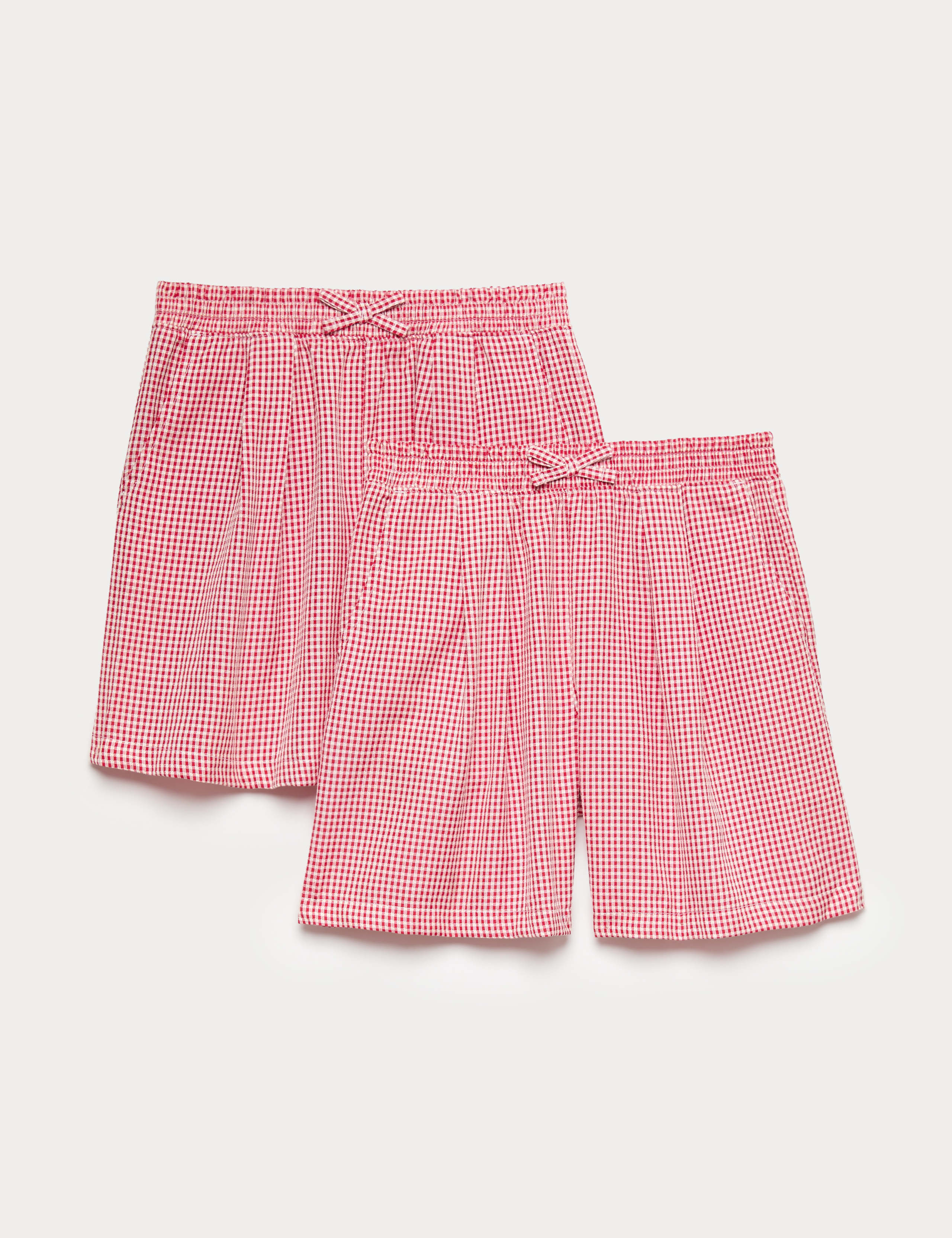 2 Pack Gingham Easy To Iron School Shorts (3-14 Yrs) 1 of 2