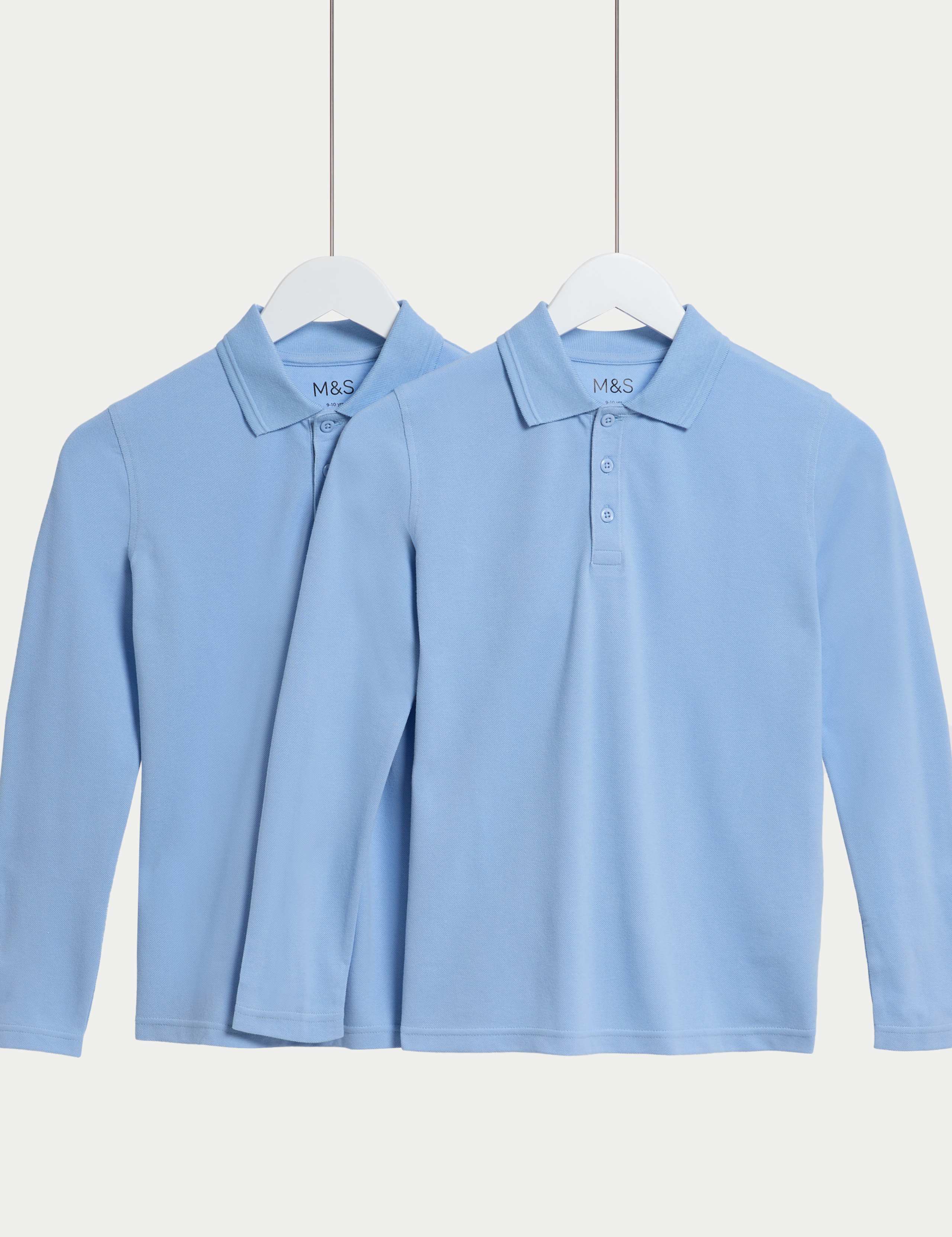2 Pack Unisex Pure Cotton School Polo Shirts (2-18 Yrs) 1 of 2