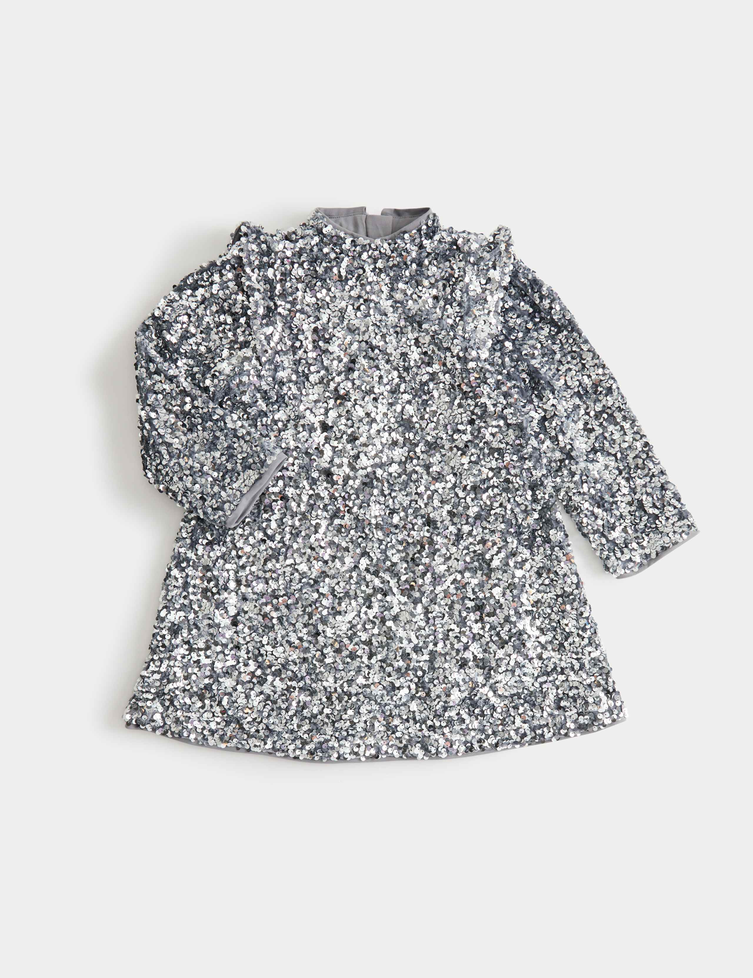 Long Sleeve Sequin Dress (2-10 Yrs) 1 of 3