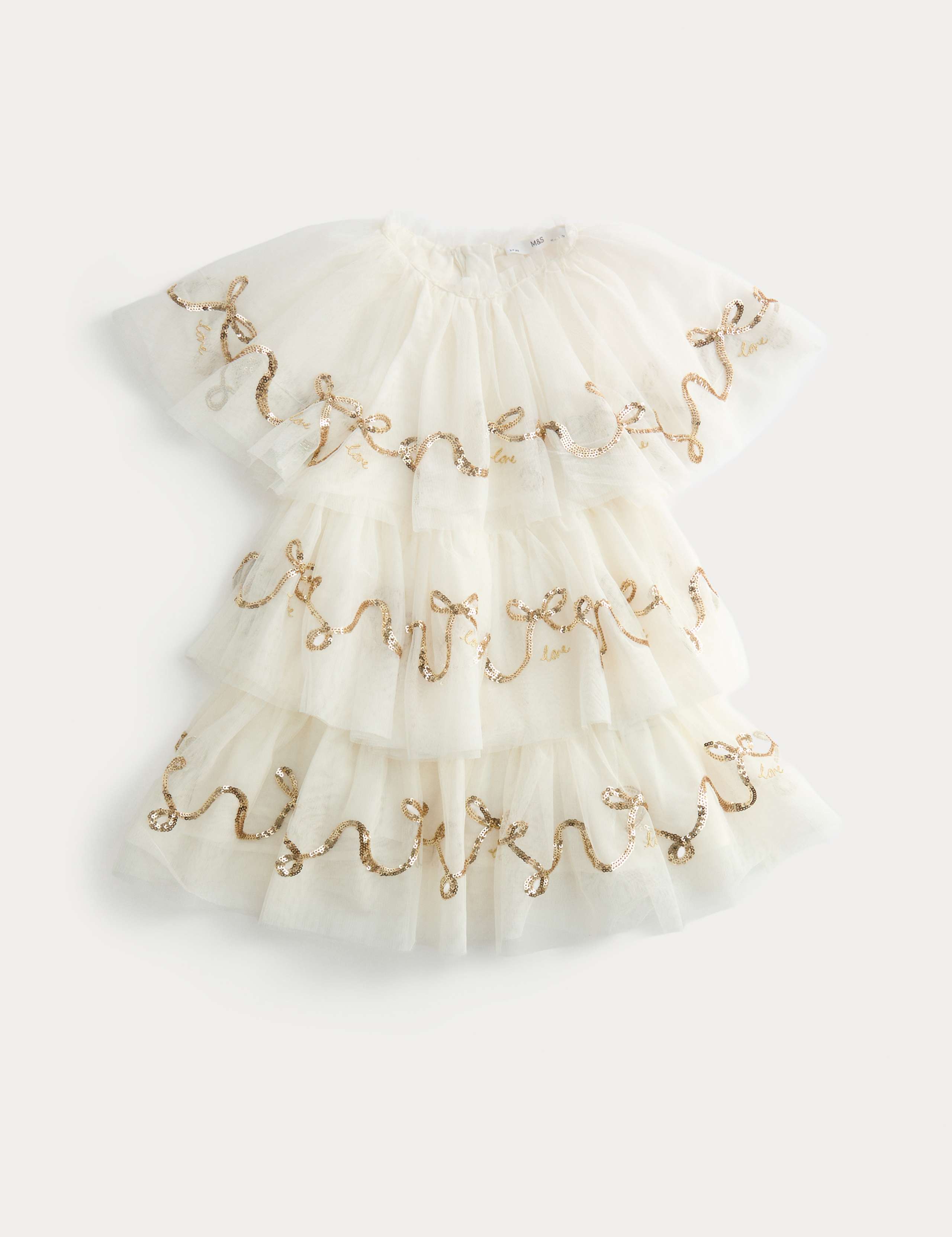 Sequin Bow Tiered Dress (4-10 Yrs) 1 of 3