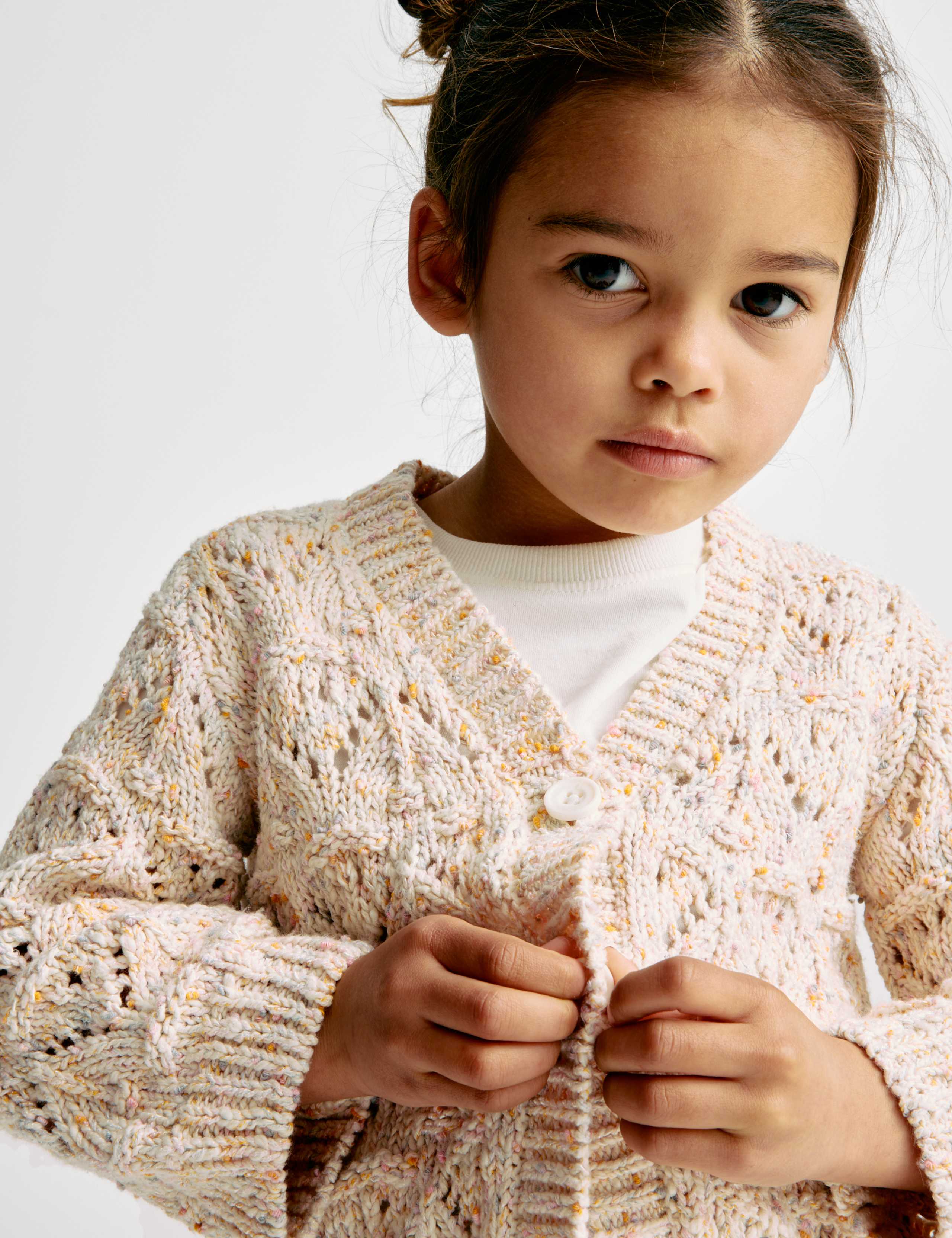 Cotton Rich Textured Knitted Cardigan (2-8 Yrs) 1 of 6