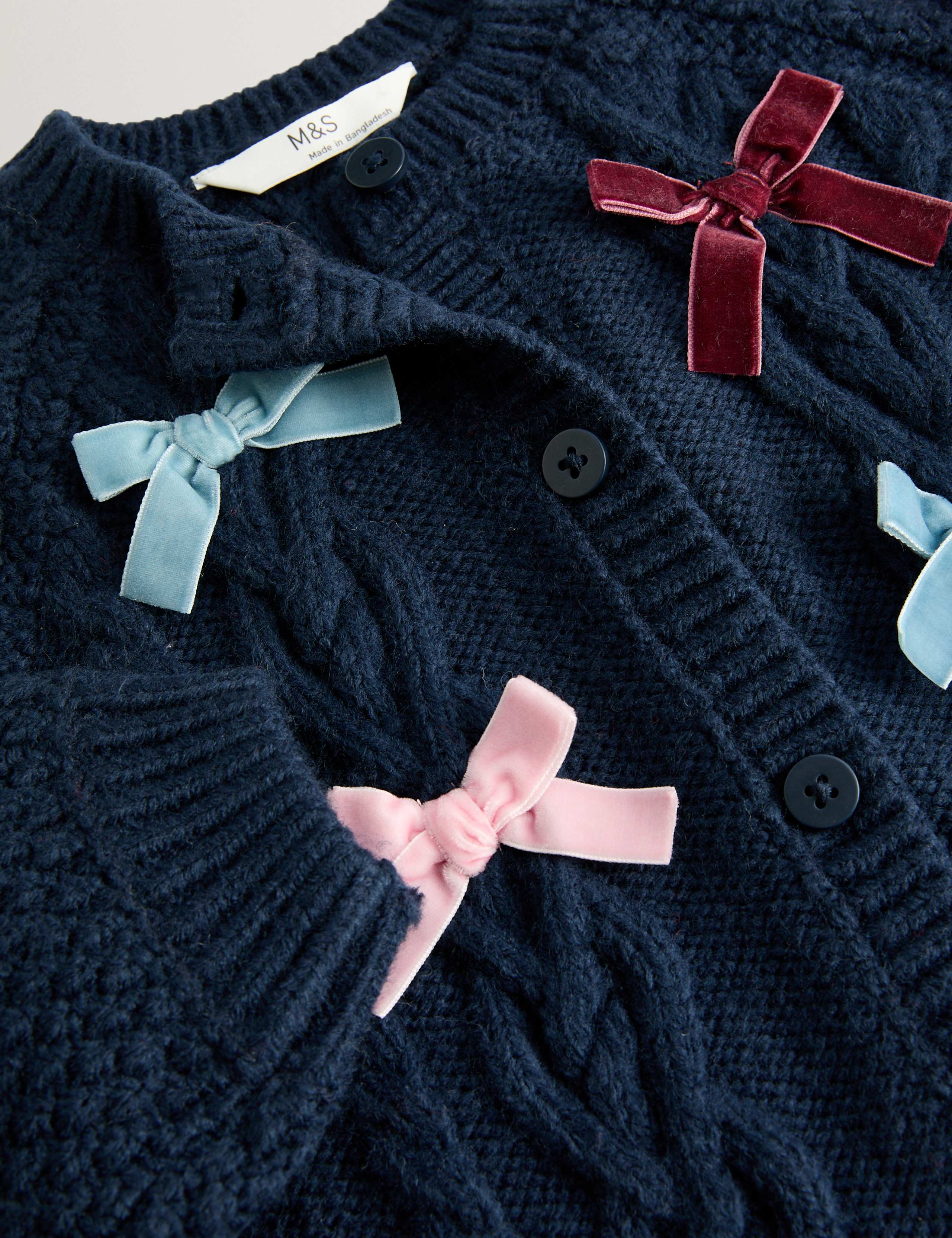 Bow Appliqué Cable Knit Cardigan (2-8 Yrs) 2 of 2