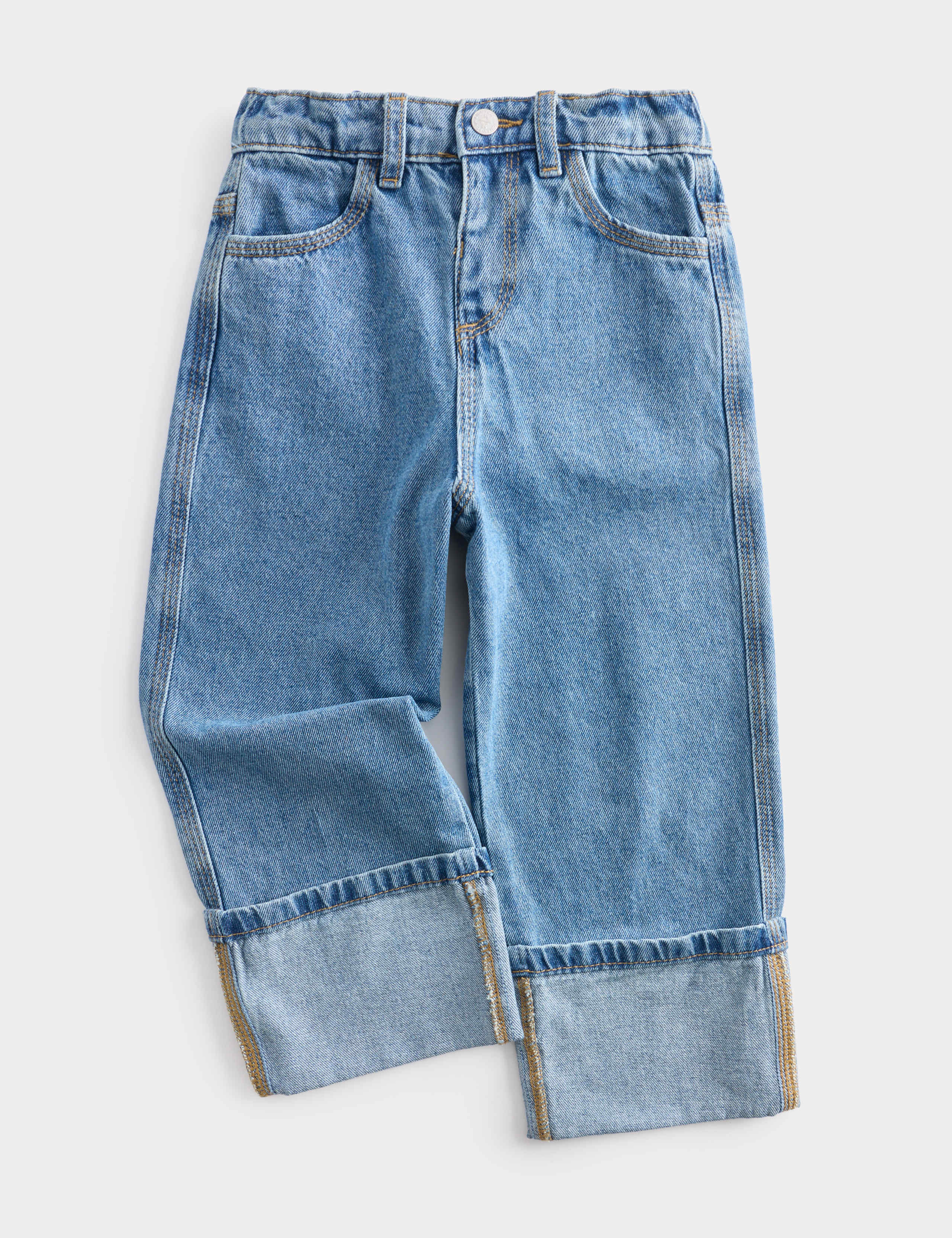 Pure Cotton Denim Turn Up Jeans (2-10 Yrs) 1 of 4