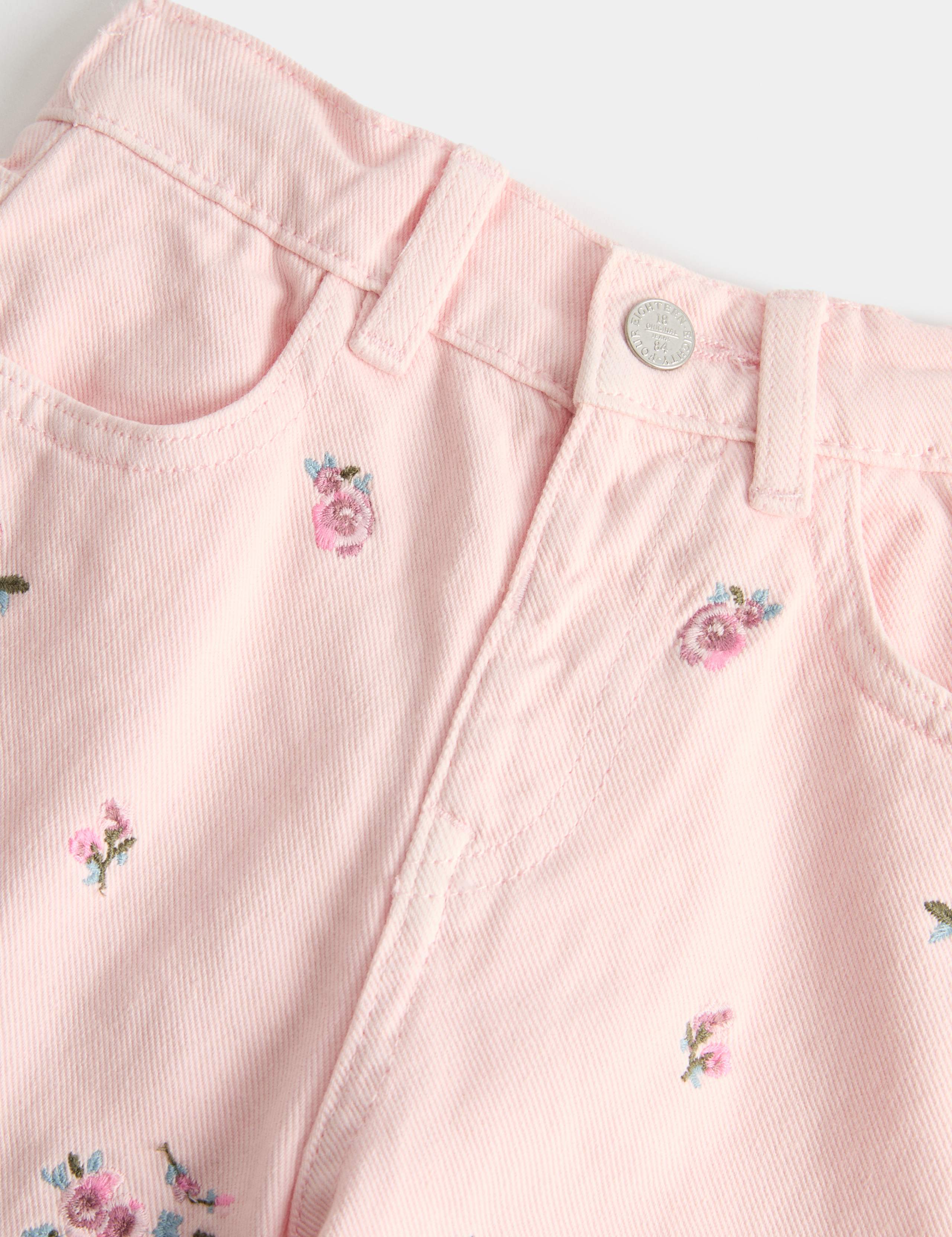 Barrel Embroidered Floral Jeans (2-8 Yrs) 2 of 3
