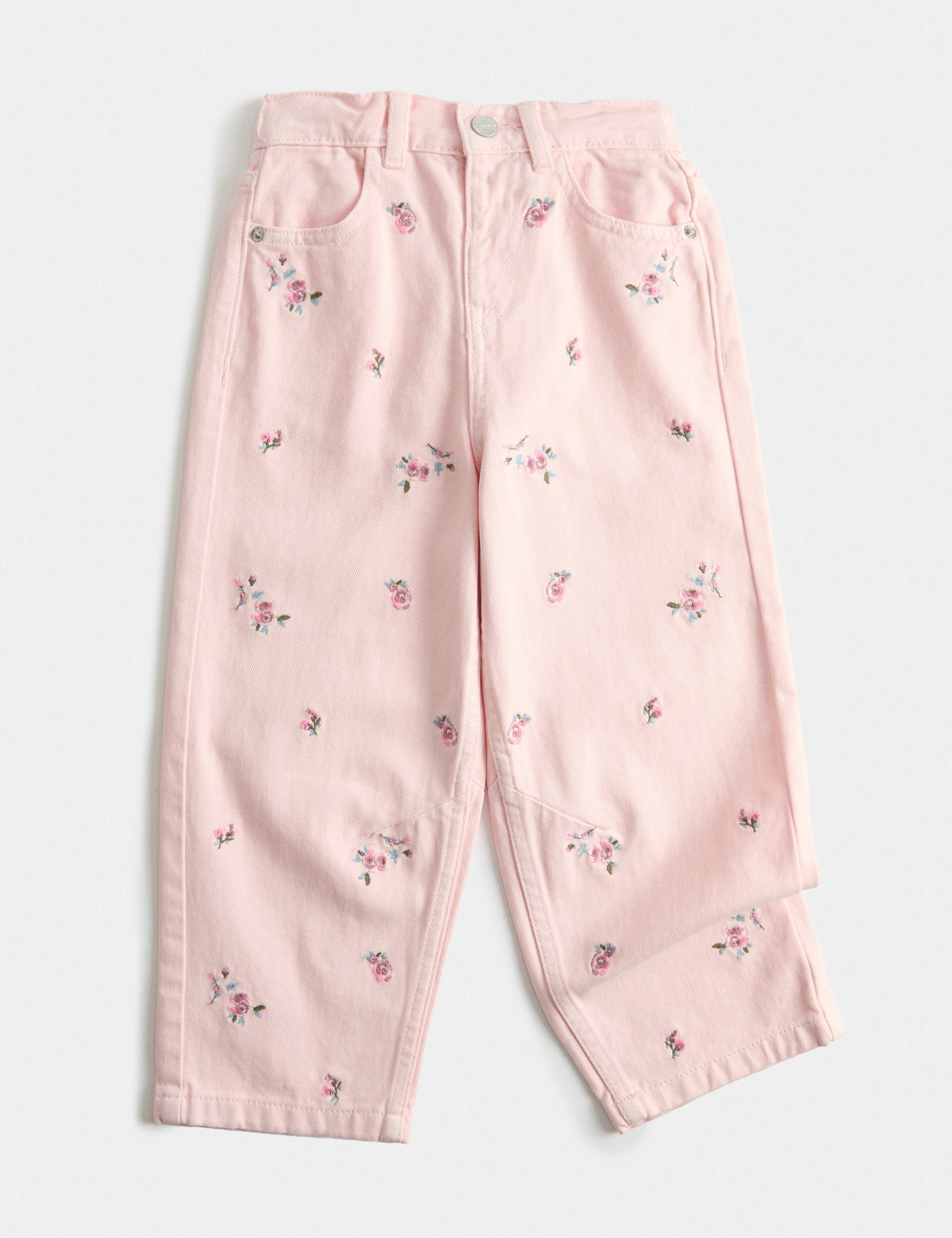 Barrel Embroidered Floral Jeans (2-8 Yrs) 1 of 3