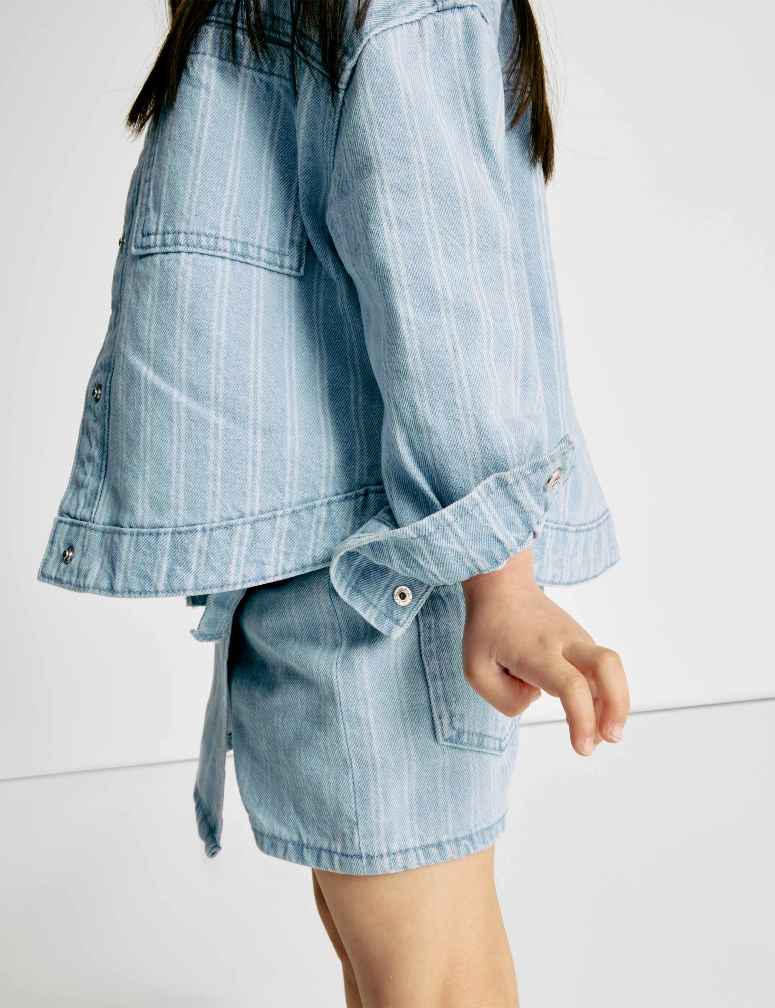 Denim Striped Shacket (2-8 Yrs) 4 of 8