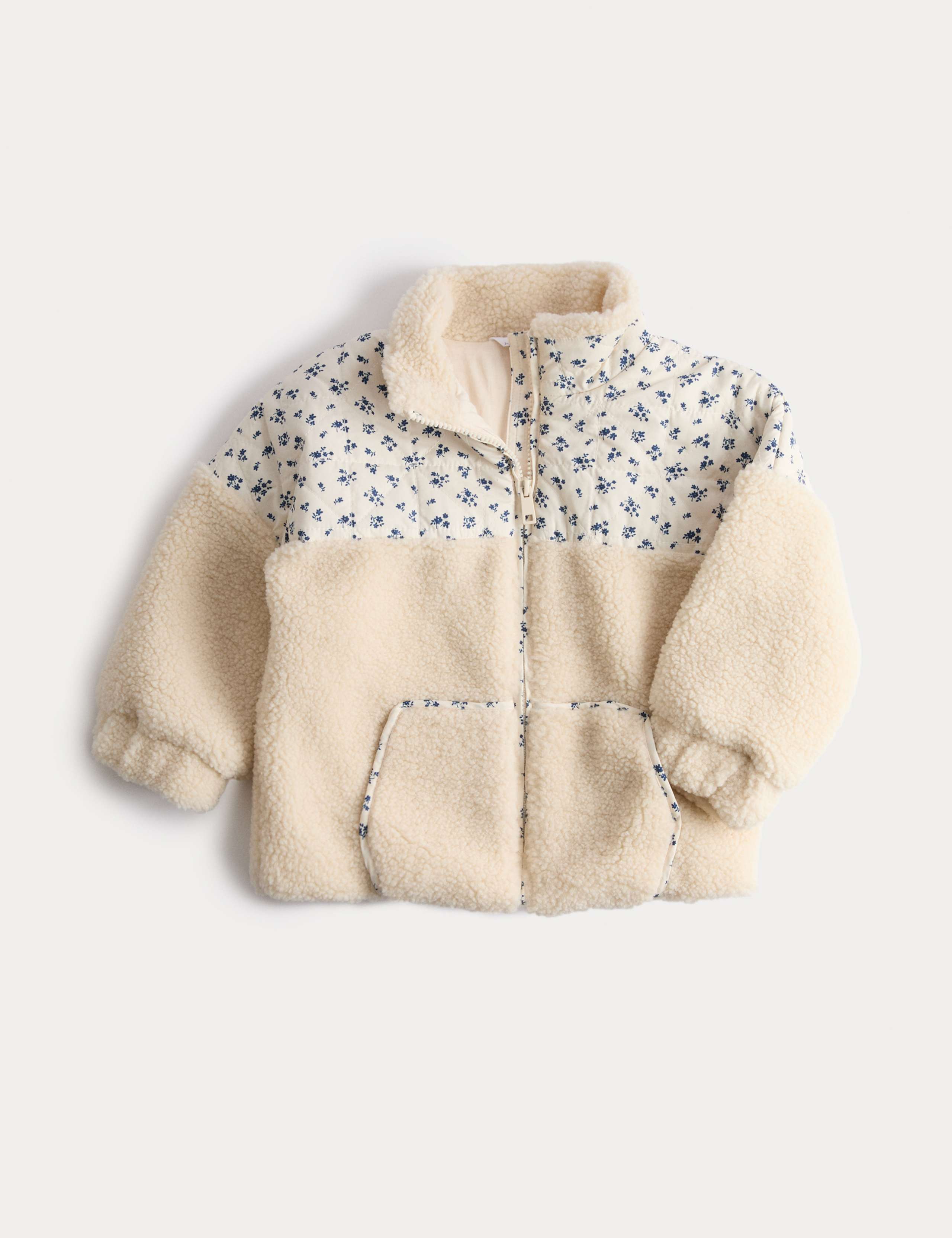 Borg Floral Patchwork Jacket (12 Mths-8 Yrs) 1 of 4
