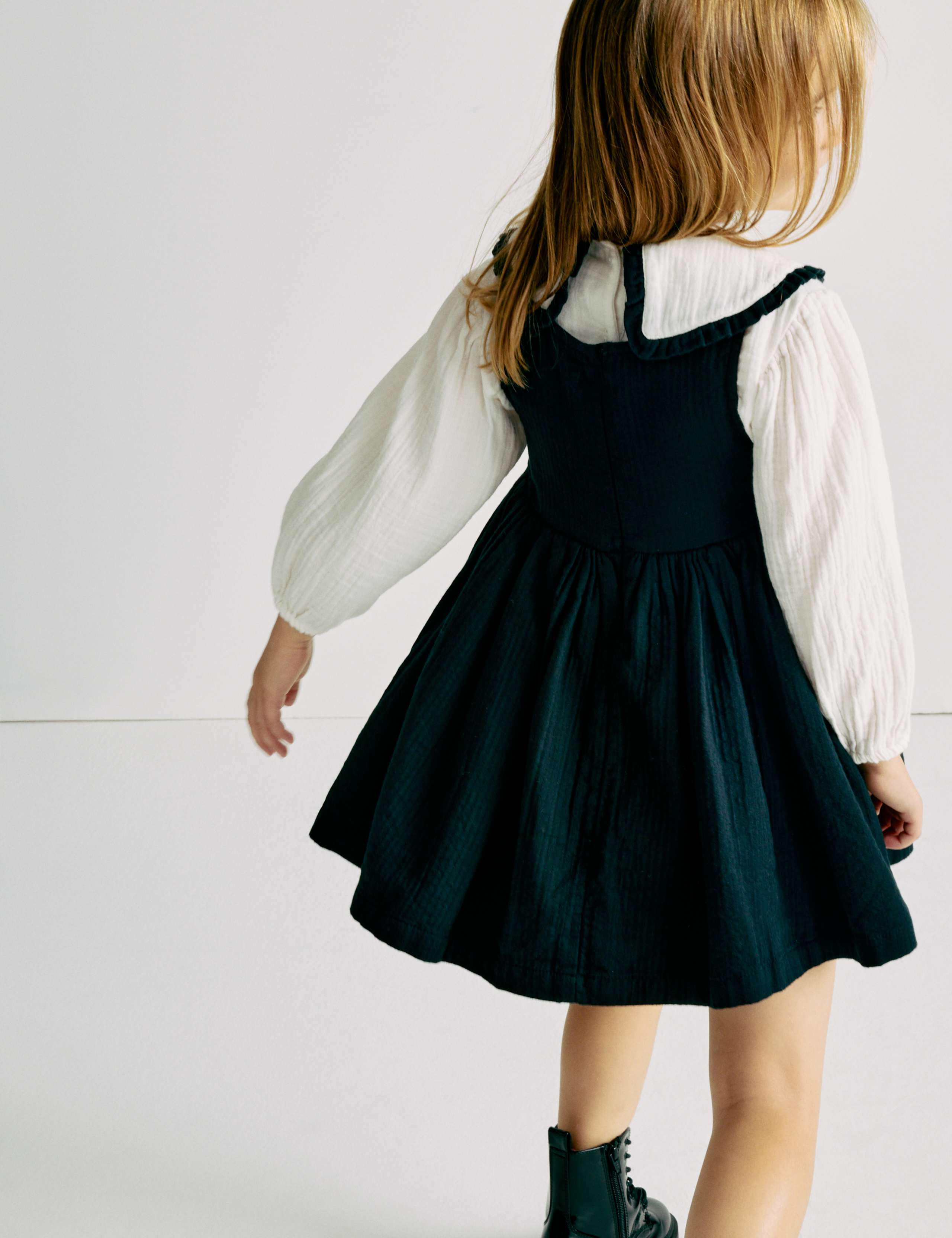 2pc Pure Cotton Collared Pinafore Dress Outfit (2-10 Yrs) 5 of 6