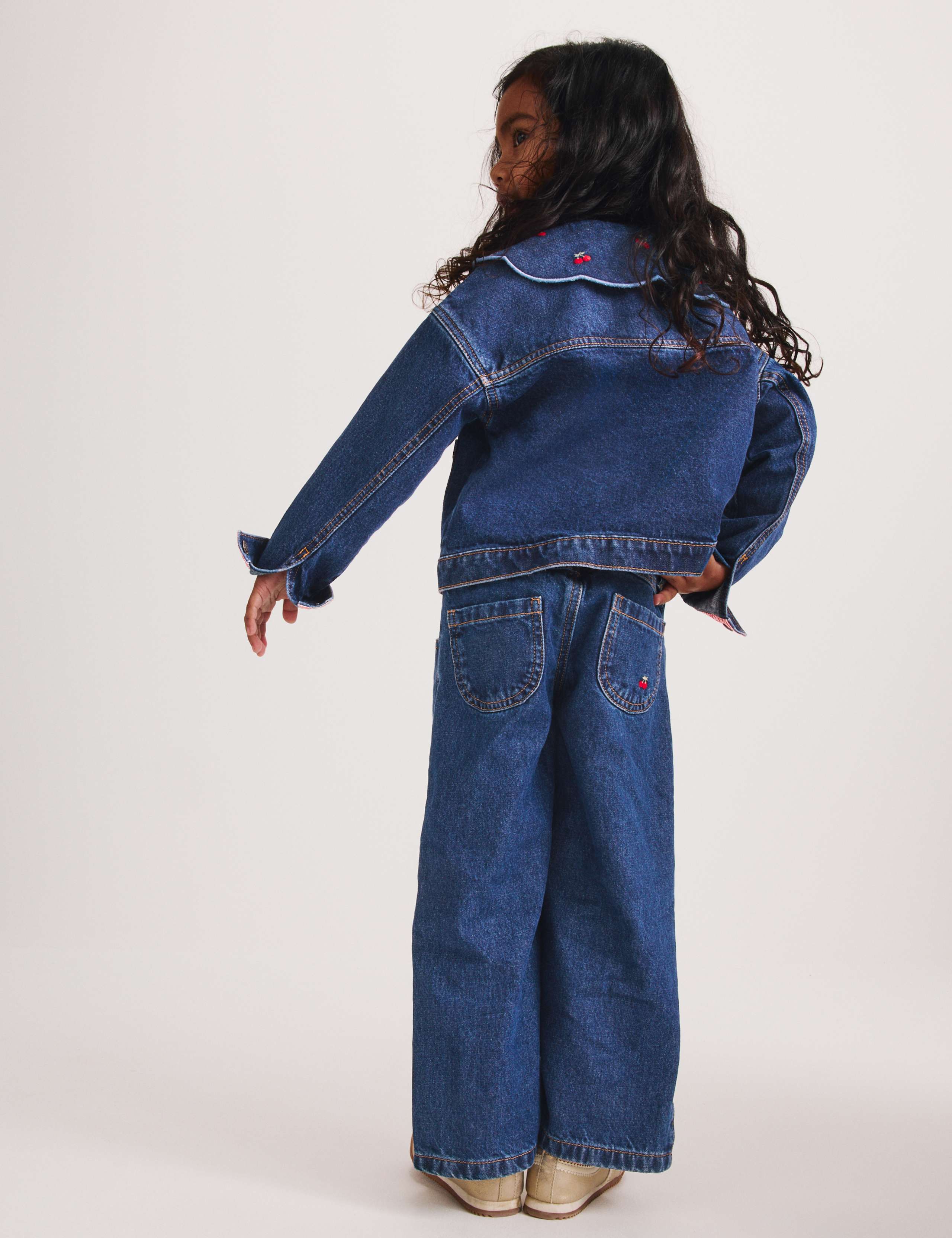 Cherry Embroidered Collar Denim Shacket (2-10 Yrs) 5 of 7
