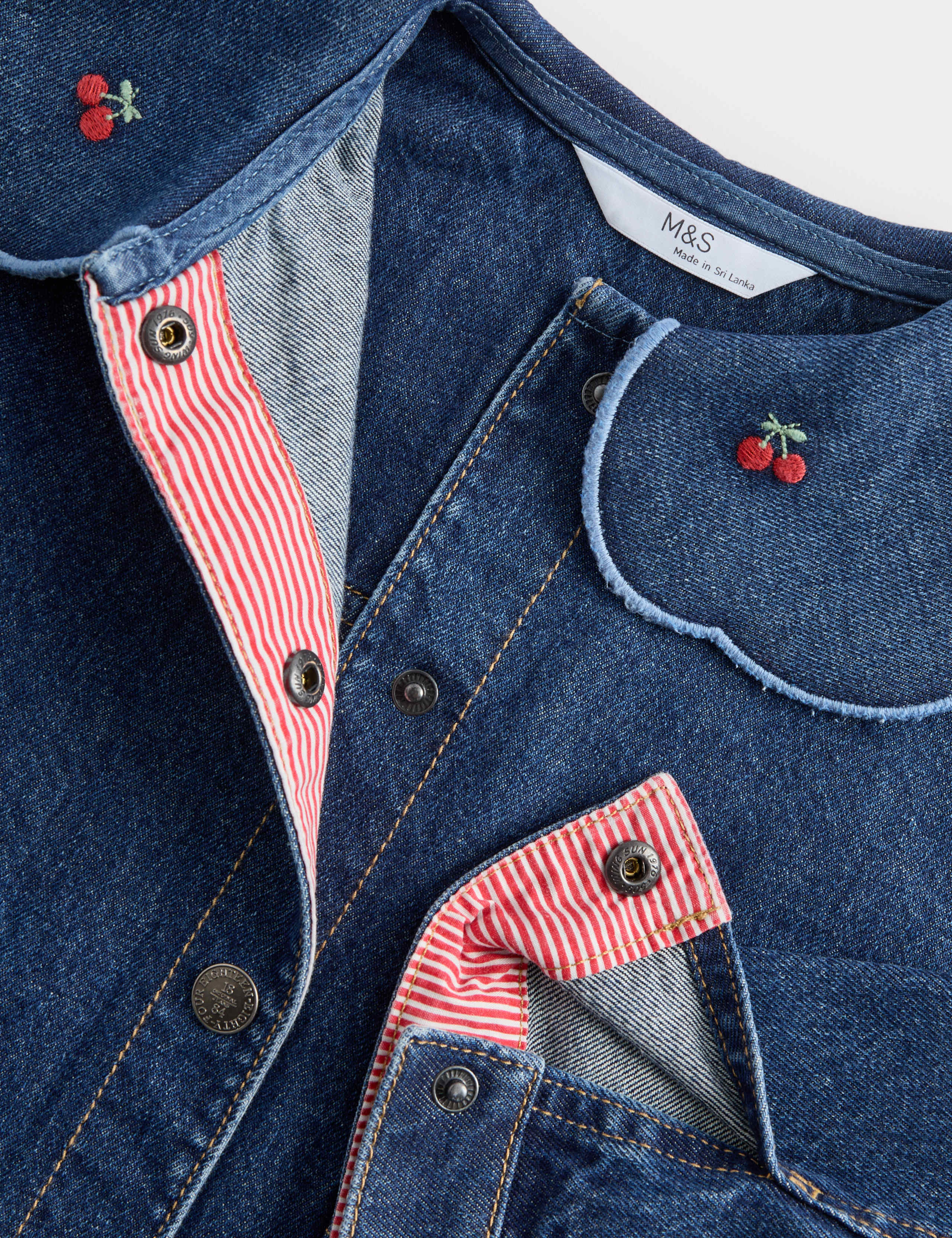 Cherry Embroidered Collar Denim Shacket (2-10 Years) 2 of 3