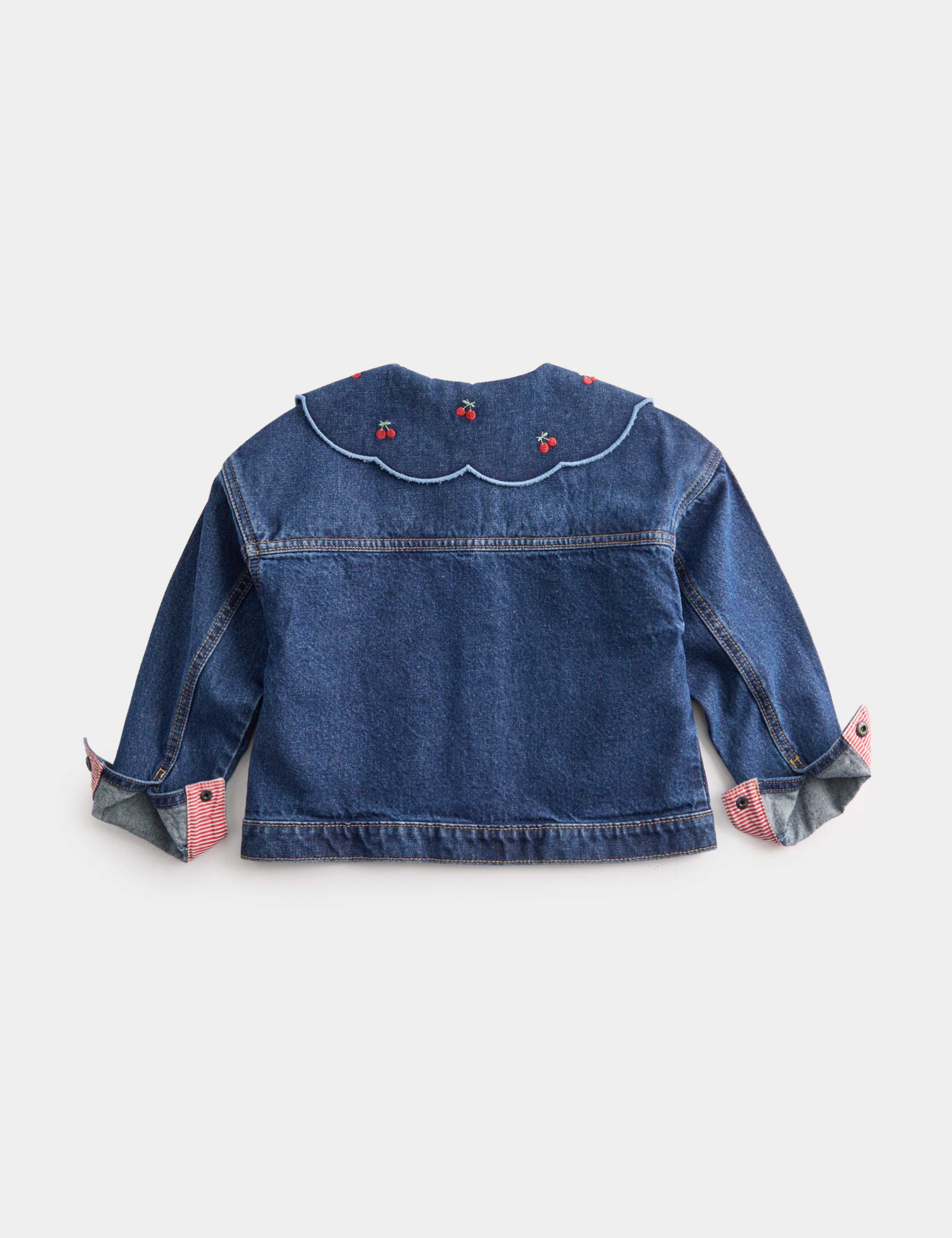 Cherry Embroidered Collar Denim Shacket (2-10 Yrs) 7 of 7