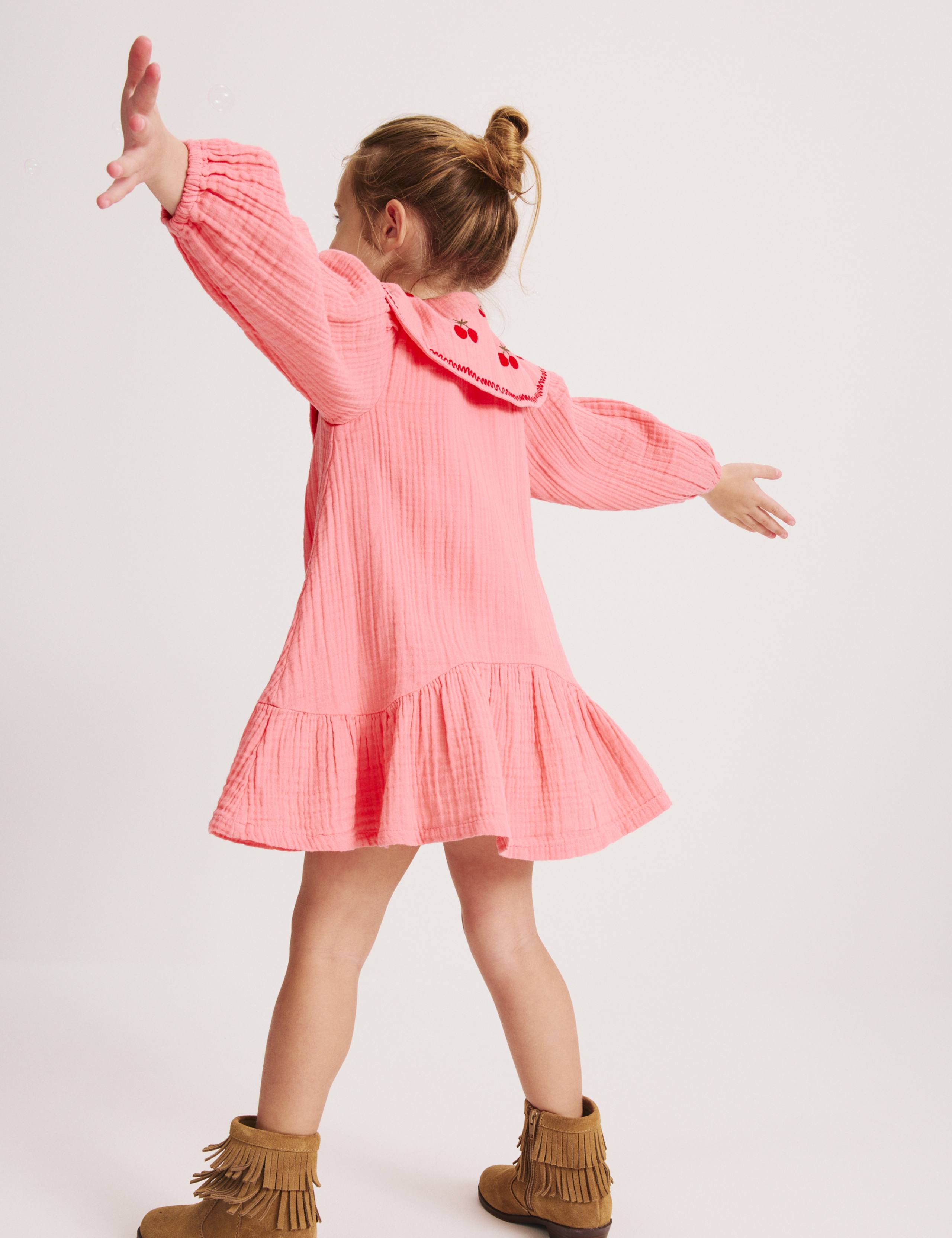 Pure Cotton Embroidered Collar Dress (1-8 Yrs) 4 of 7