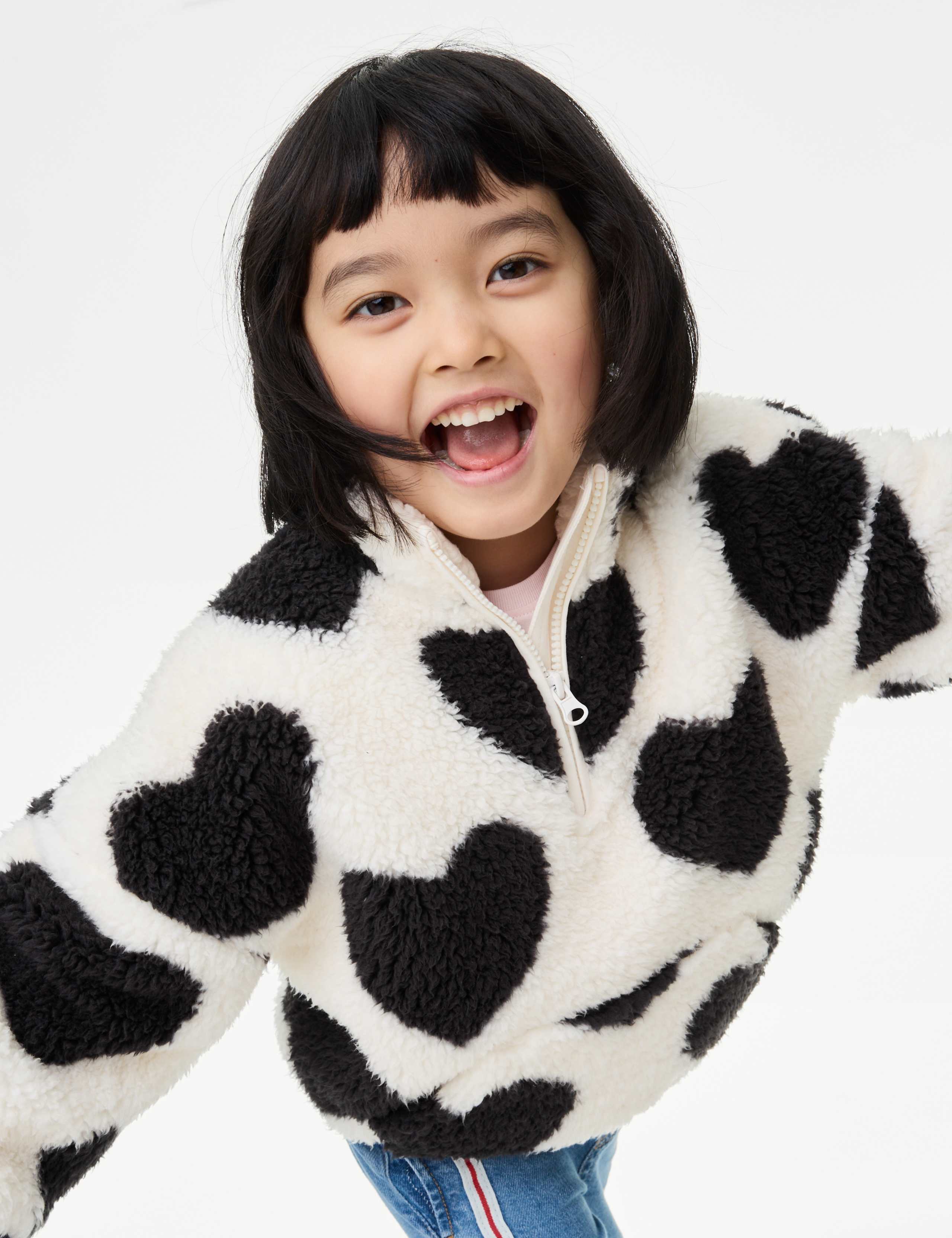 Heart Print Borg Jacket (12 Mths-8 Yrs) 1 of 6