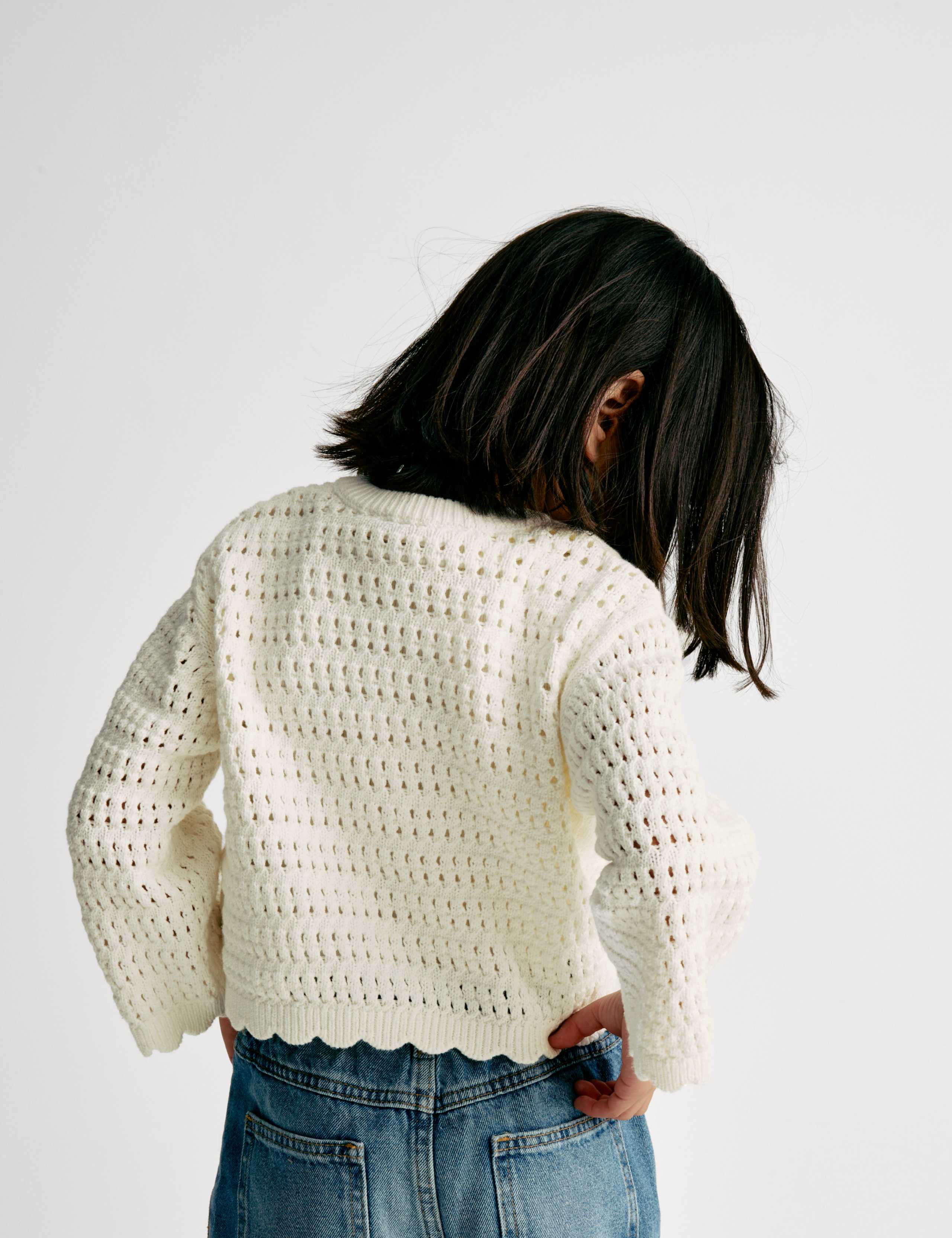 Pure Cotton Knitted Flower Jumper (2-8 Yrs) 4 of 7