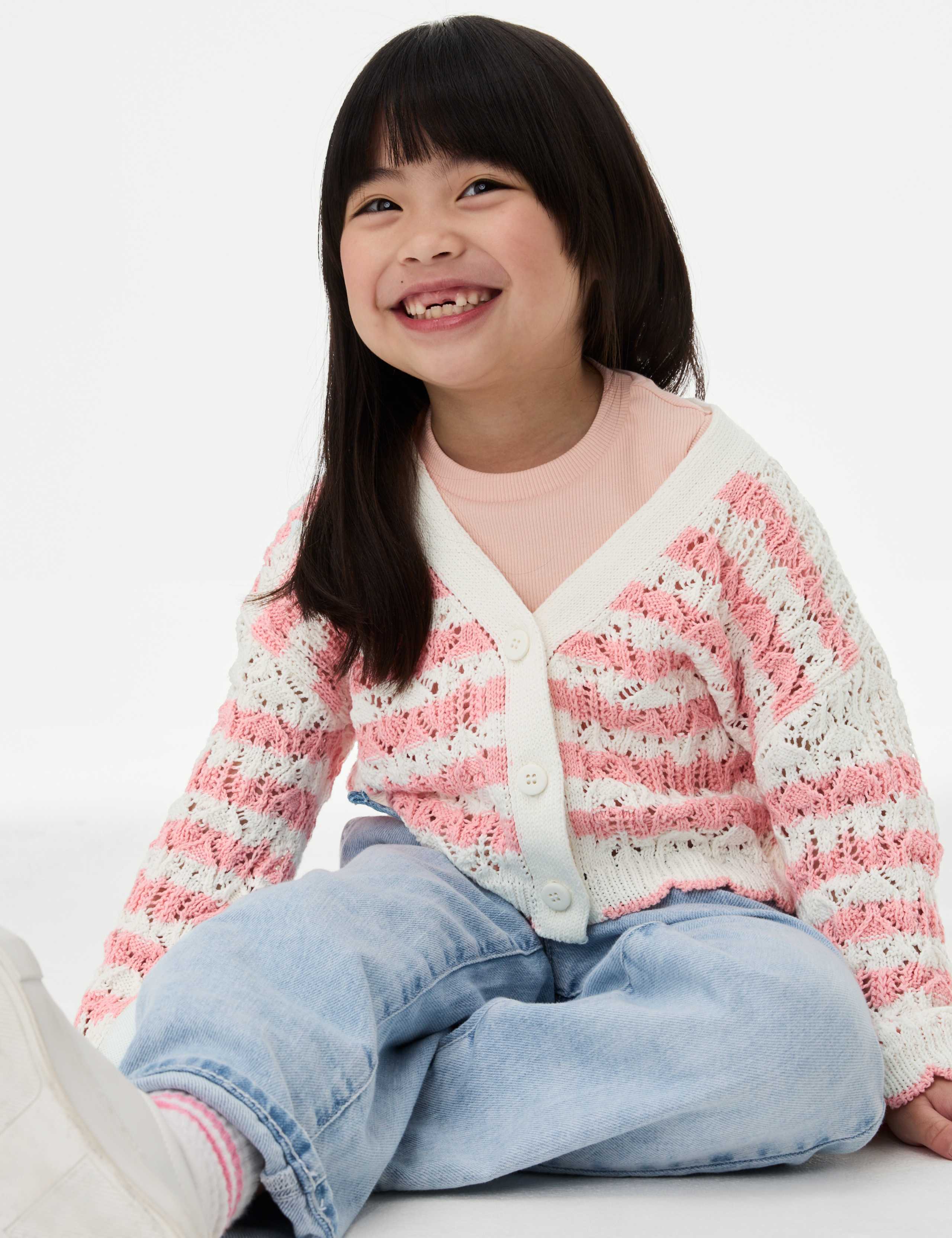 Cotton Blend Striped Cardigan (2-8 Yrs) 4 of 5