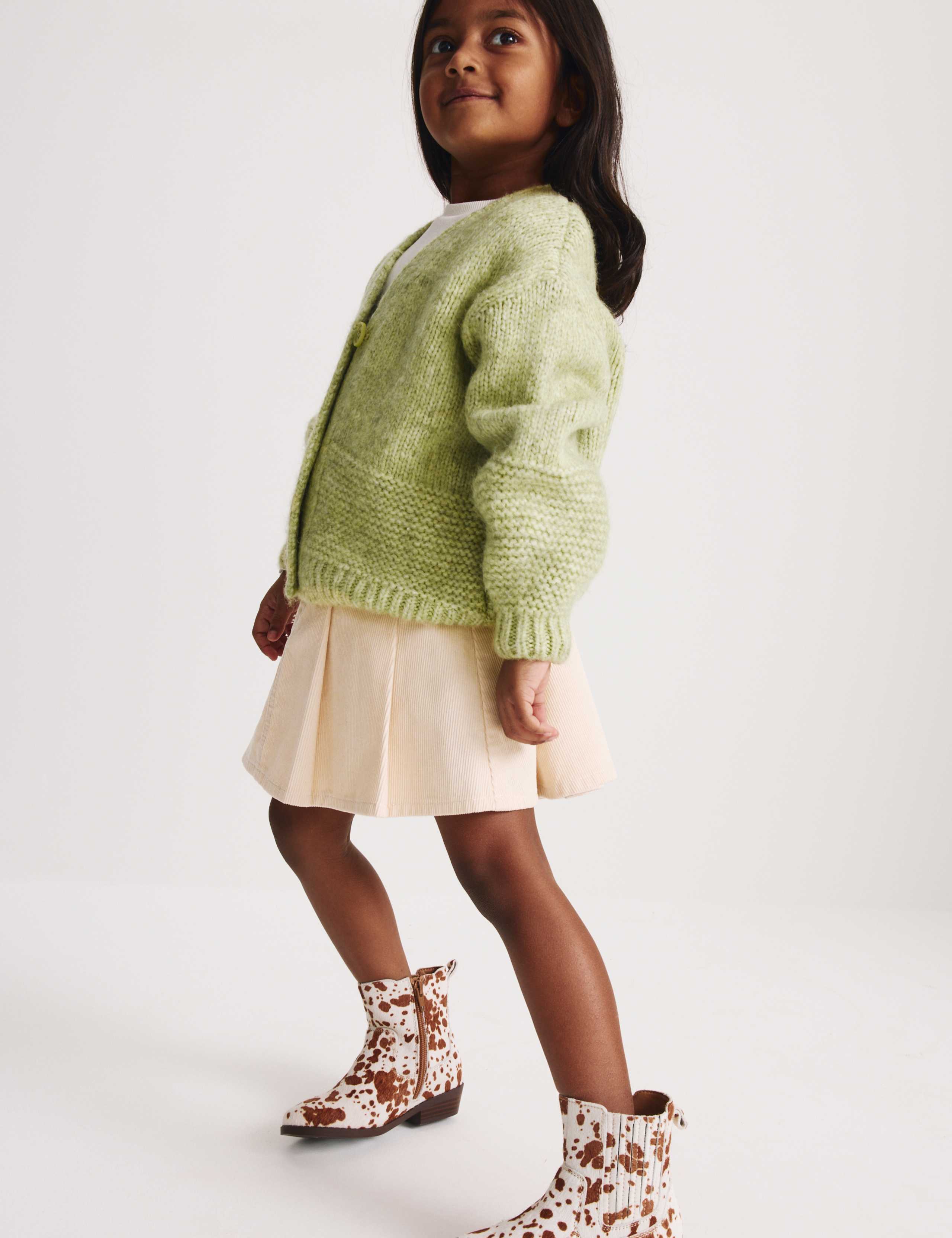 Chunky Knit V-Neck Textured Cardigan (2-10 Yrs) 1 of 6