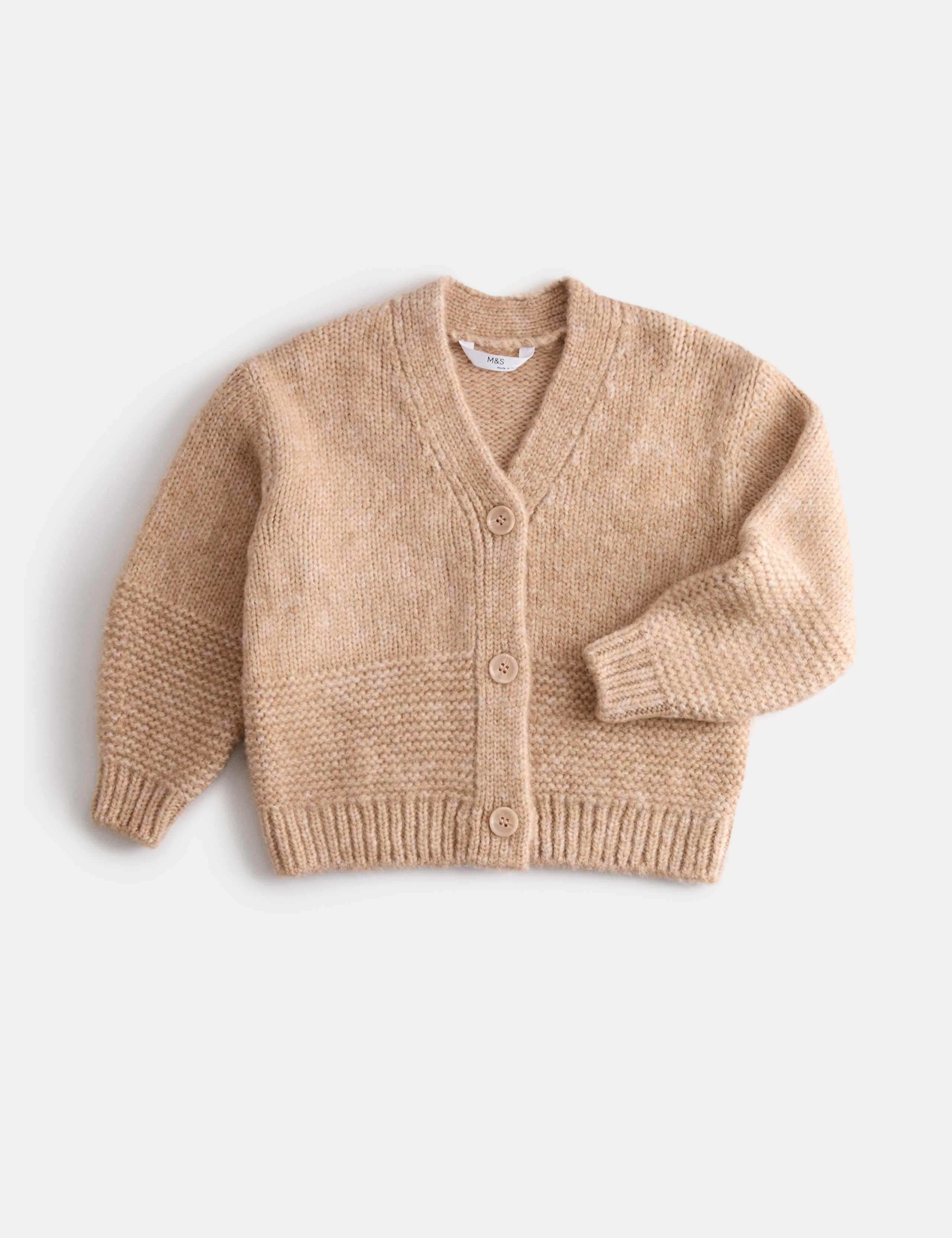 Chunky Knit V-Neck Textured Cardigan (2-10 Yrs) 1 of 2