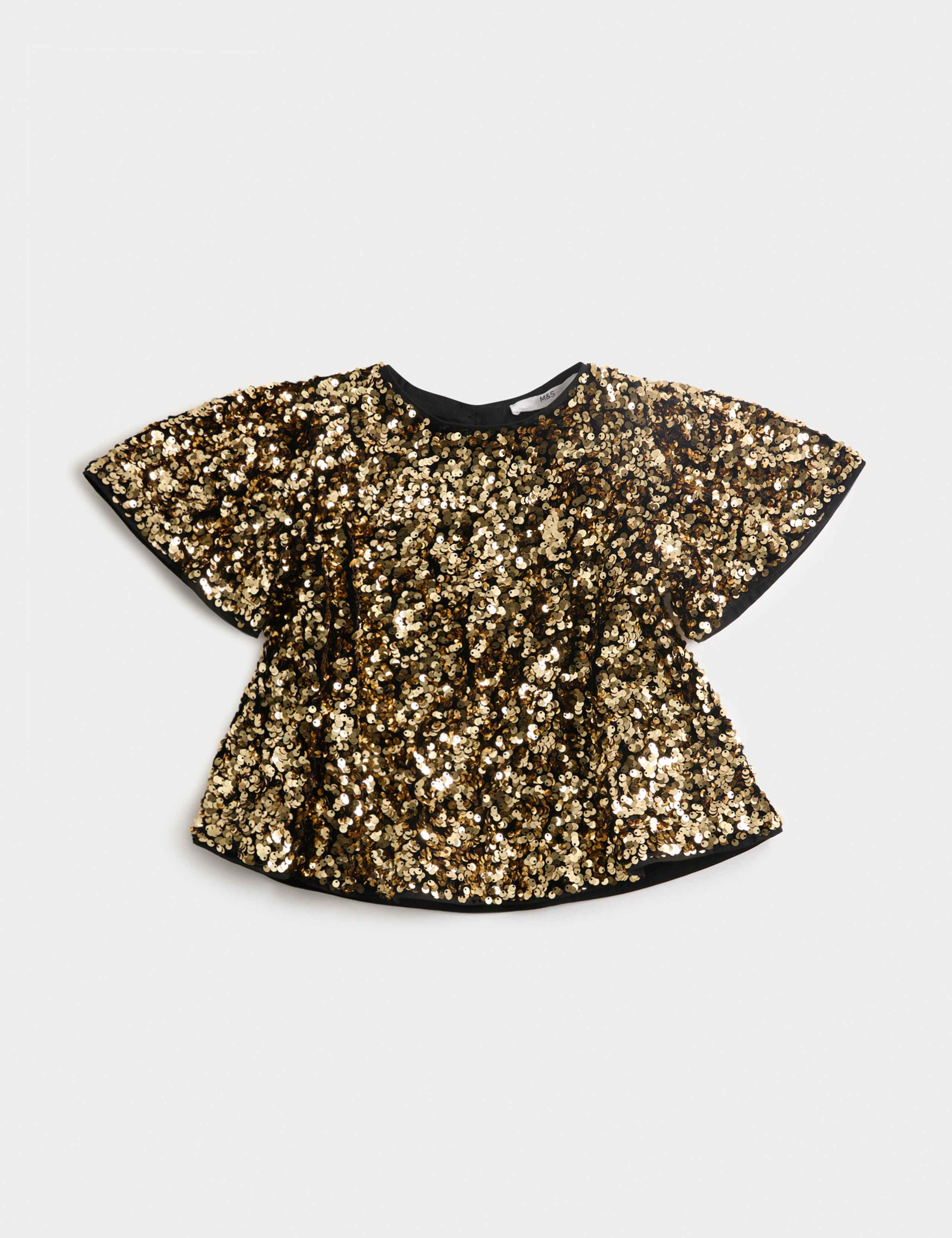 Sequin Flutter Sleeve Top (2-10 Yrs) 1 of 2
