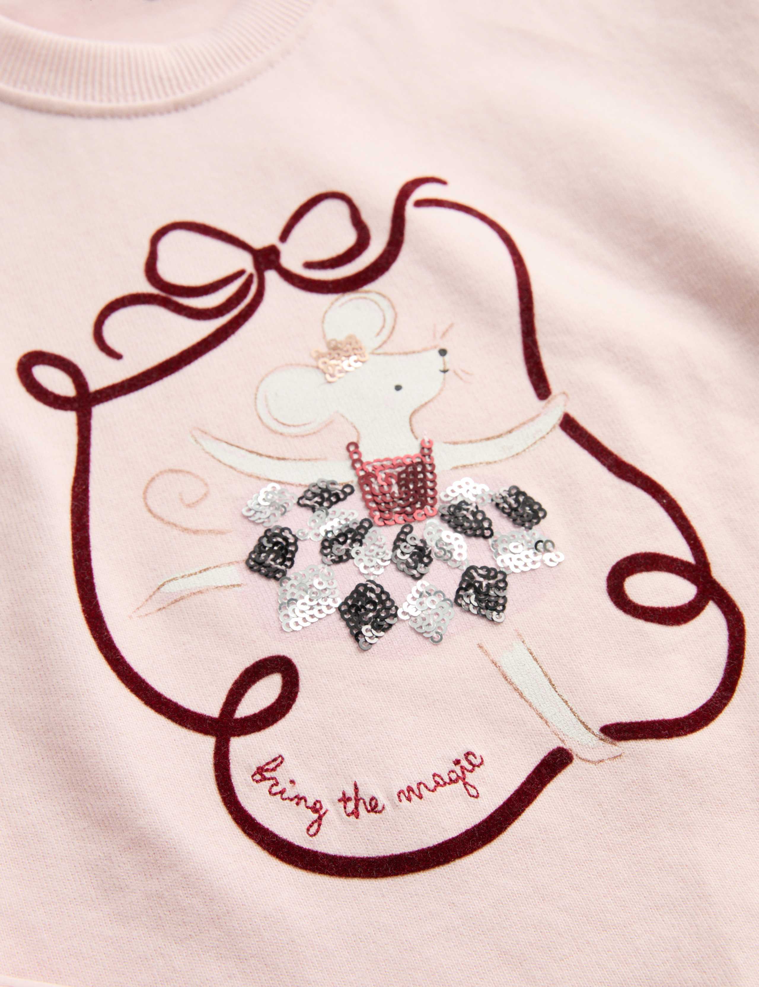 Pure Cotton Sequin Mouse Graphic T-Shirt (2-8 Yrs) 2 of 2