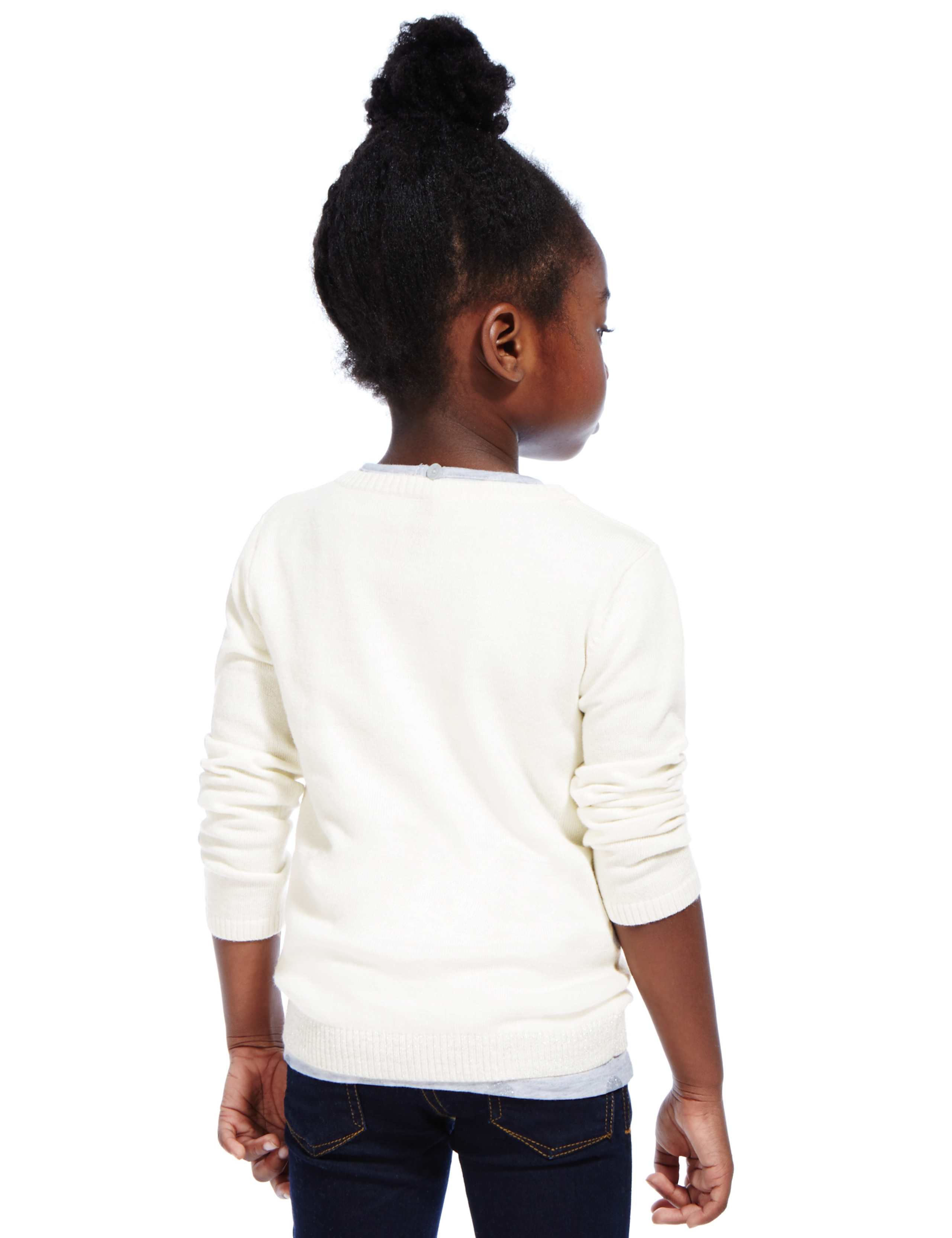 Sequin Embellished Snowman Jumper with Wool (1-7 Years) 3 of 3