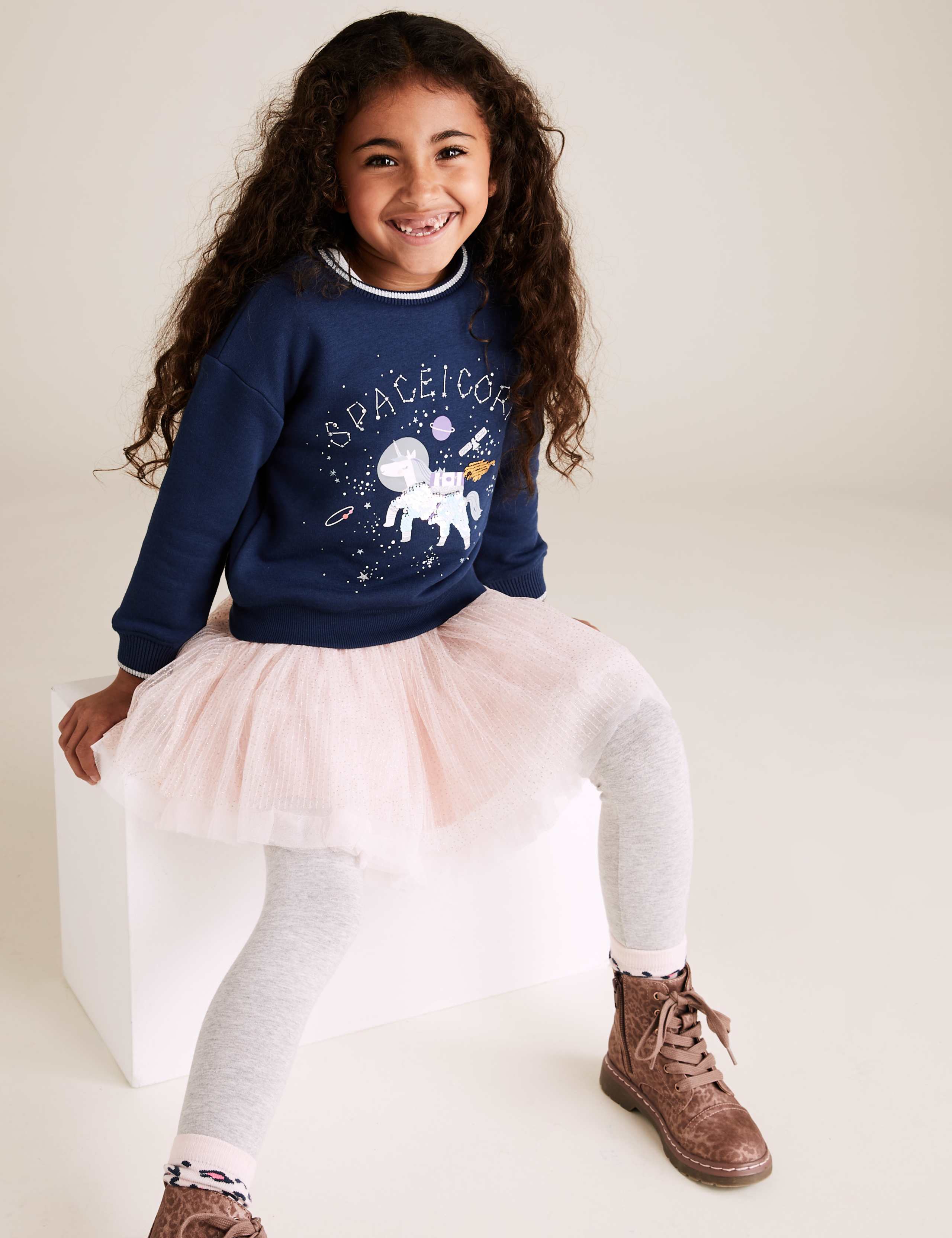 Cotton Space Unicorn Sequin Sweatshirt (2-7 Yrs) 3 of 8