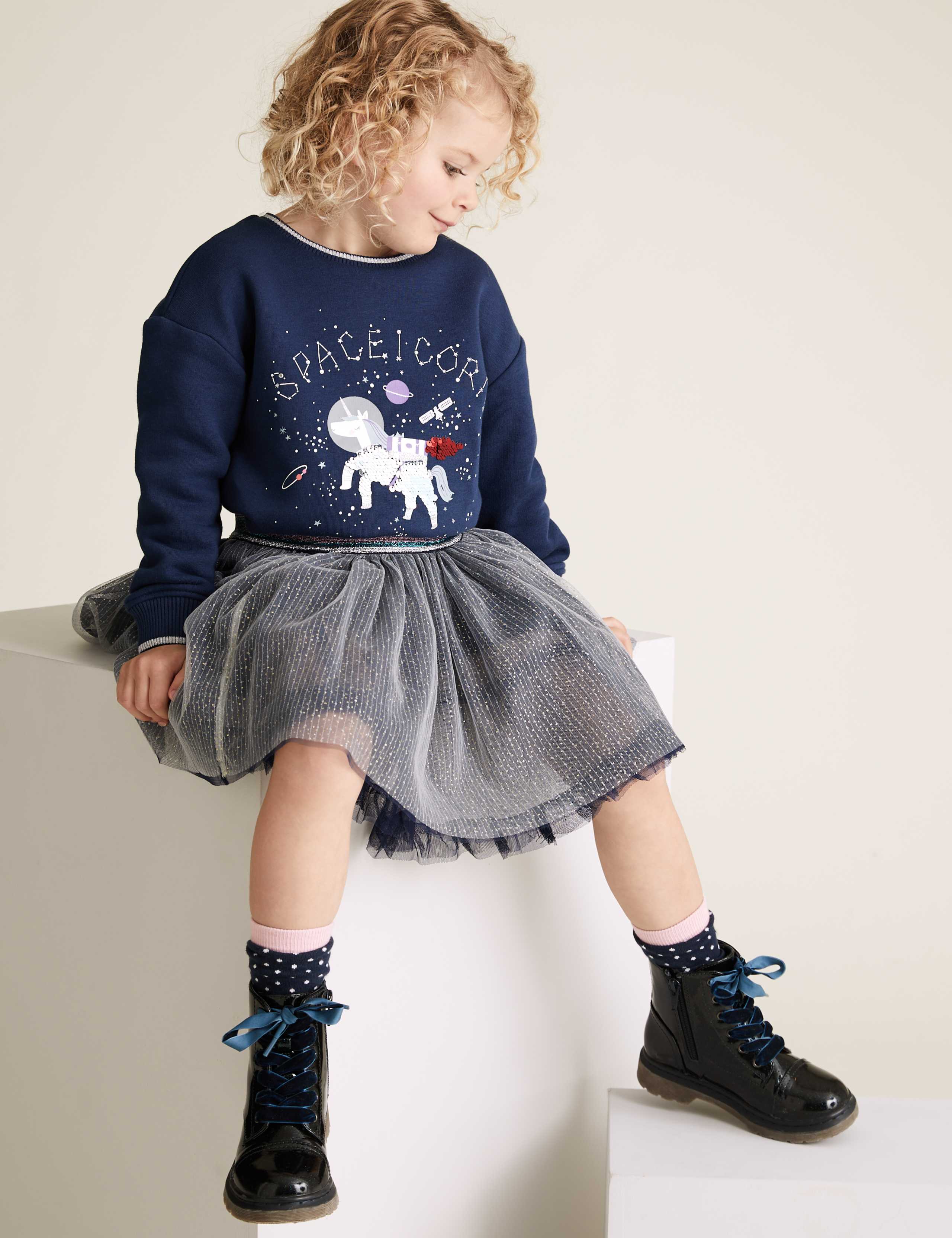 Cotton Space Unicorn Sequin Sweatshirt (2-7 Yrs) 7 of 8