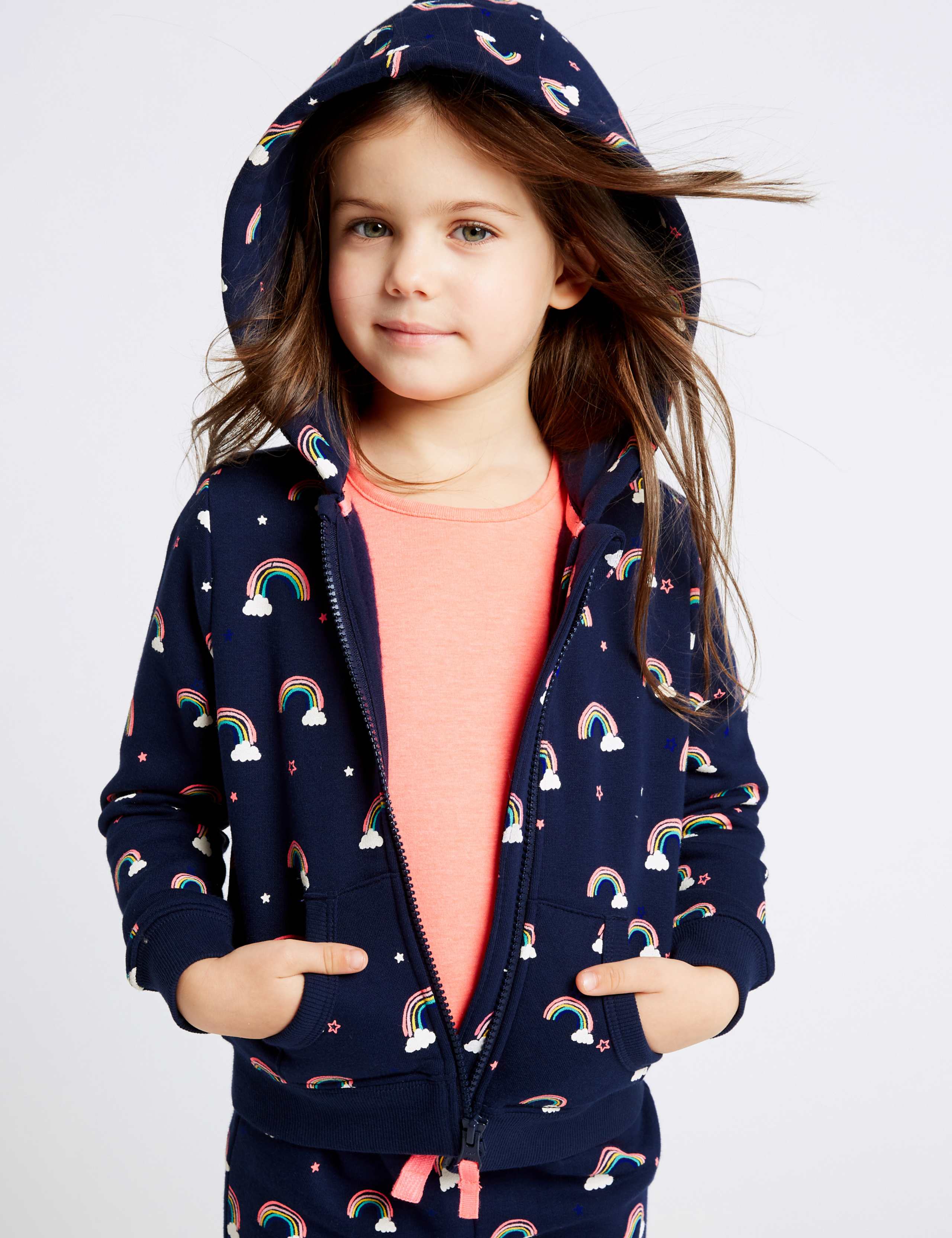 Rainbow Print Hooded Top (3 Months - 7 Years) 1 of 3