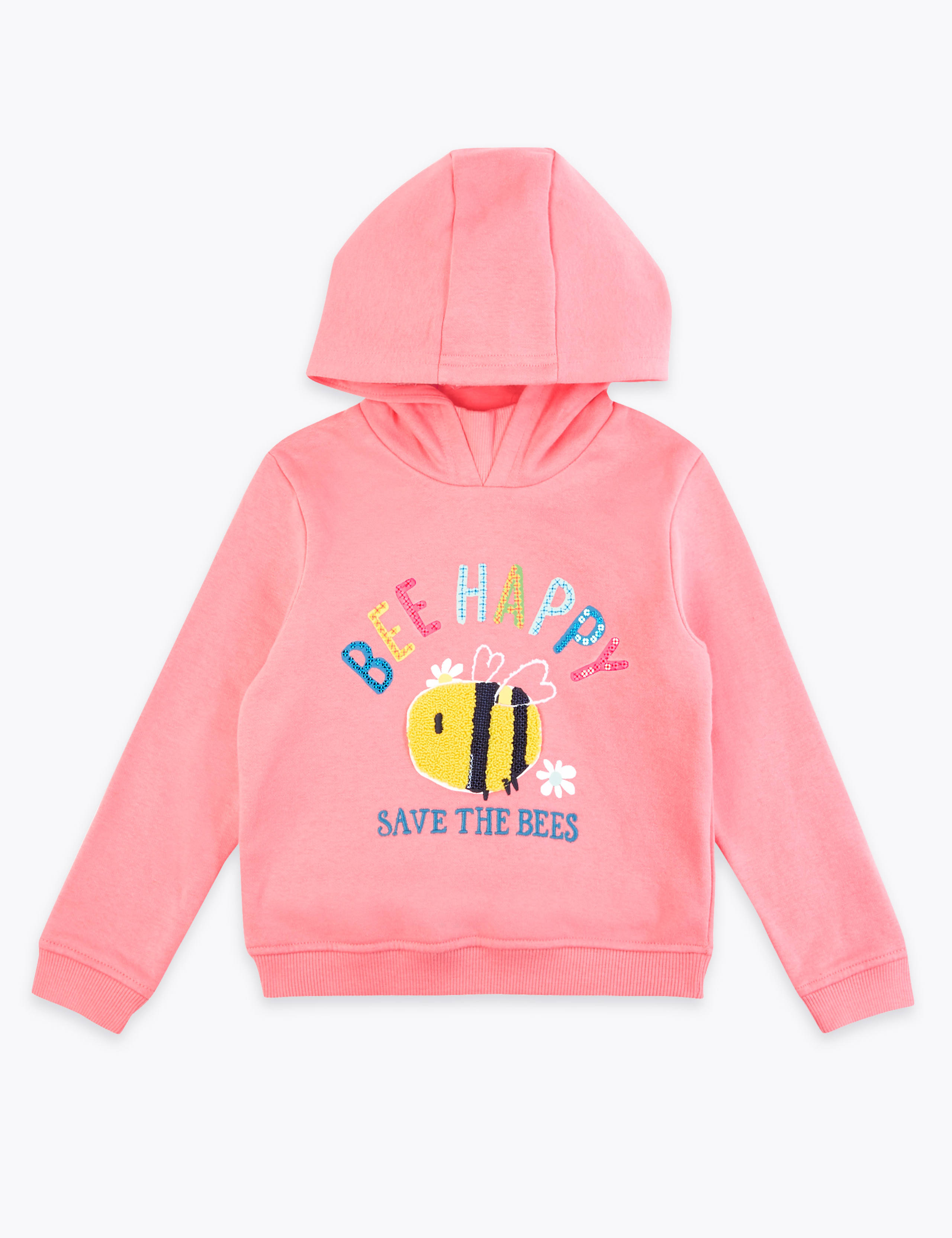 Sequin Bee Happy Slogan Hoodie (2-7 Years) 2 of 4
