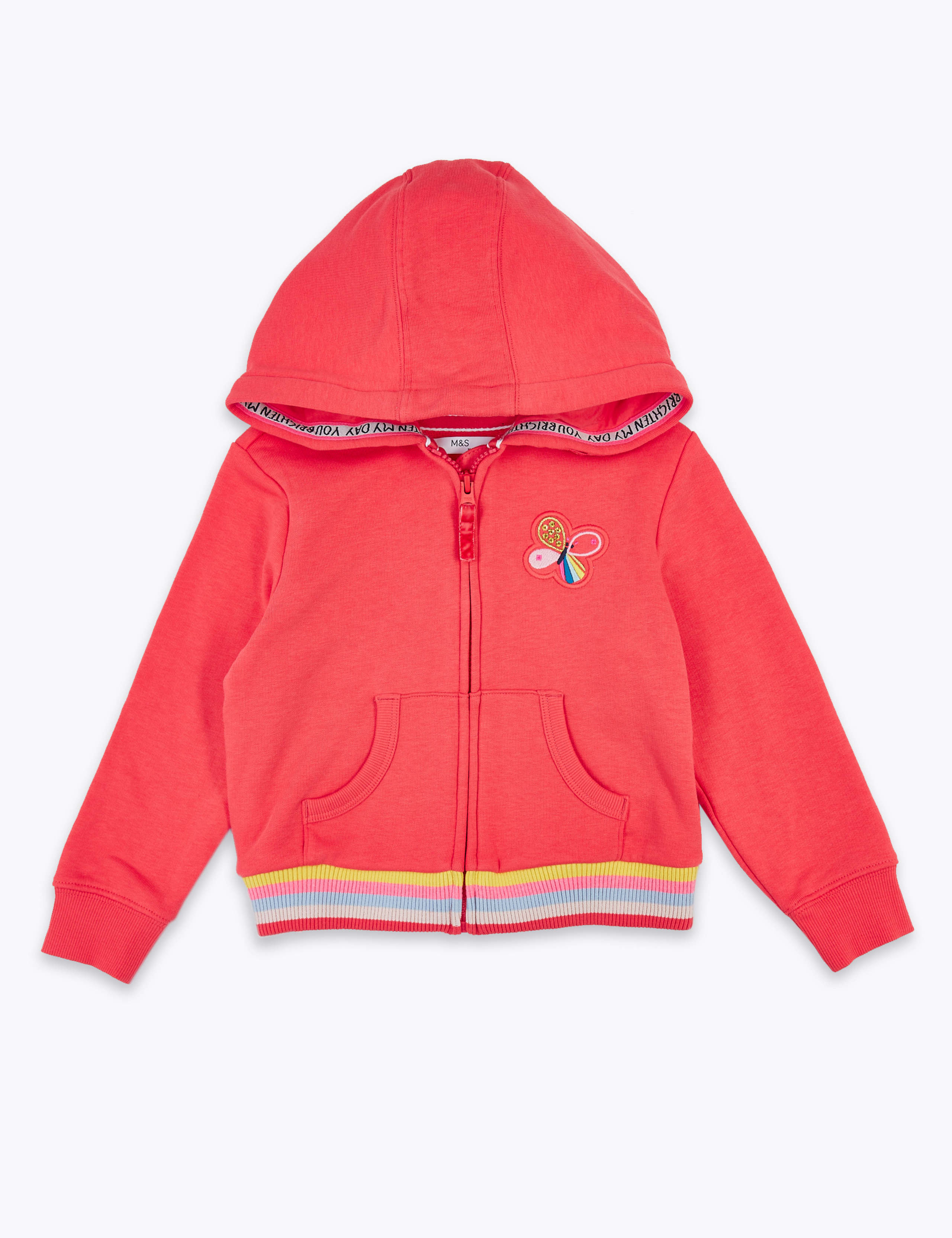 Cotton Rich Butterfly Embroidered Hoodie (2-7 Yrs) 2 of 4