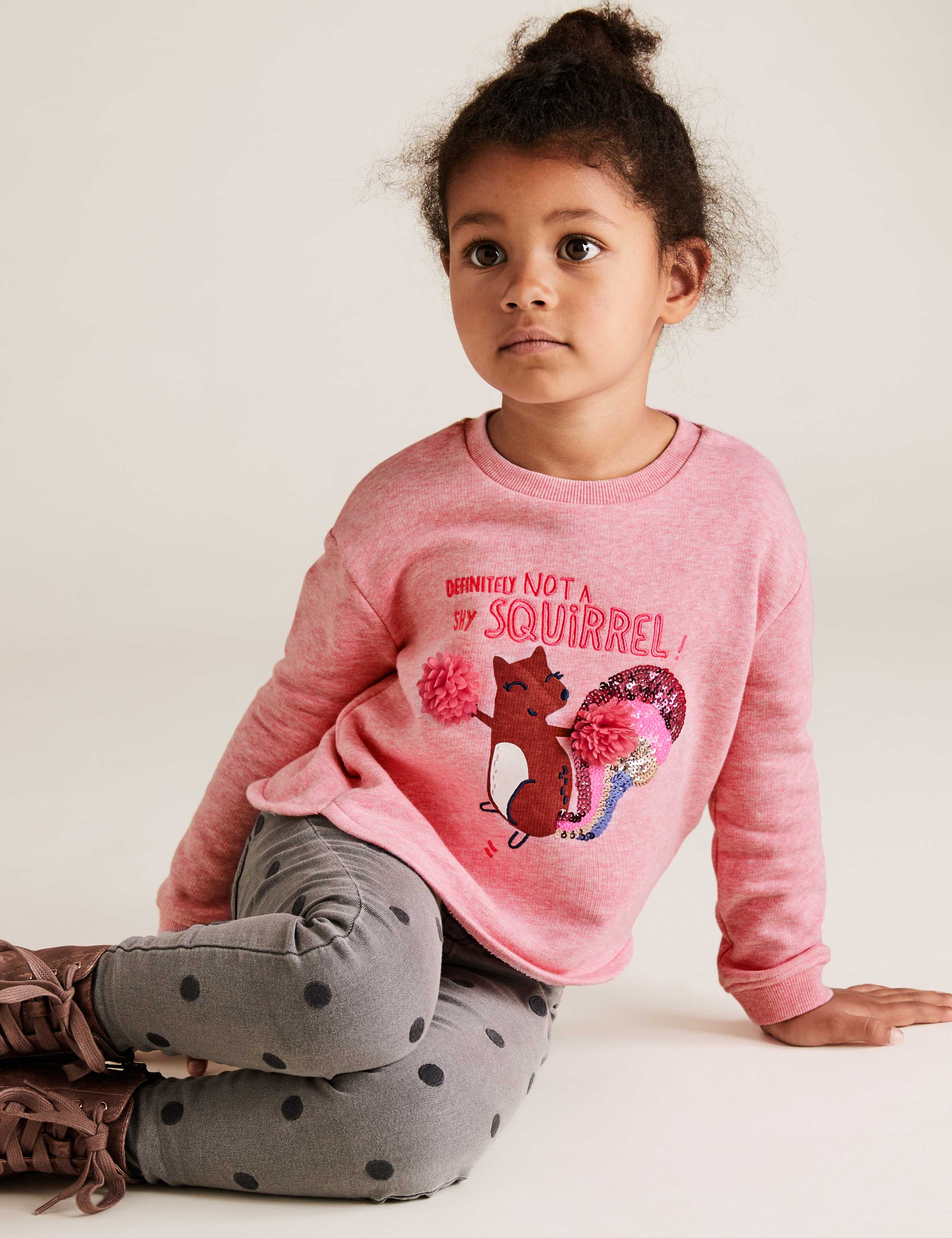 Cotton Rich Sequin Squirrel Sweatshirt (2-7 Yrs) 1 of 5