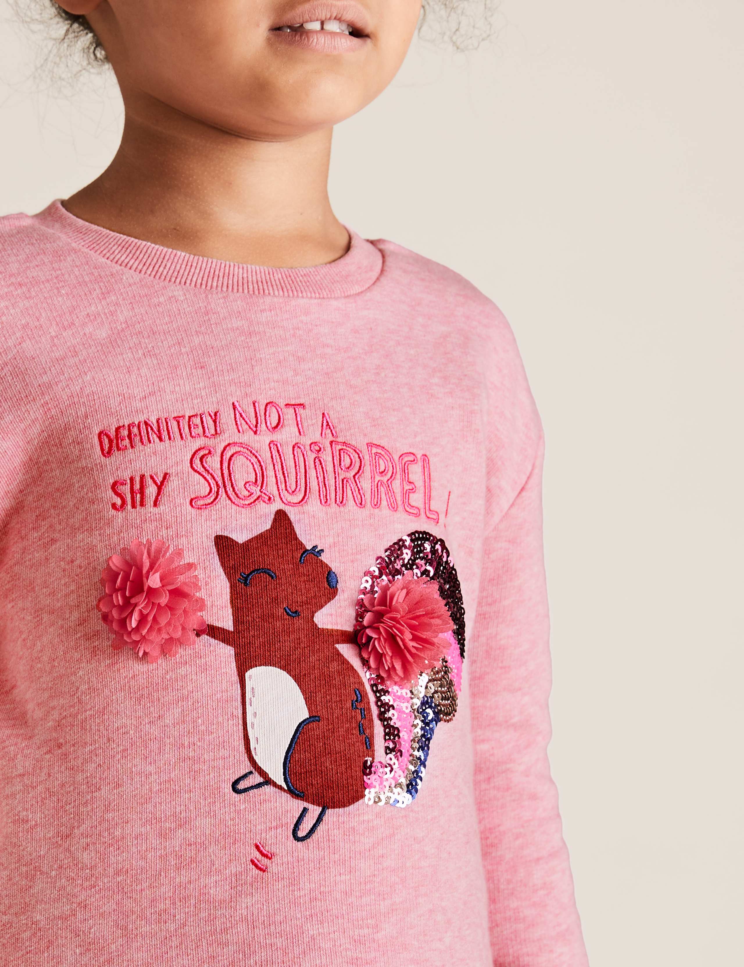 Cotton Rich Sequin Squirrel Sweatshirt (2-7 Yrs) 4 of 5