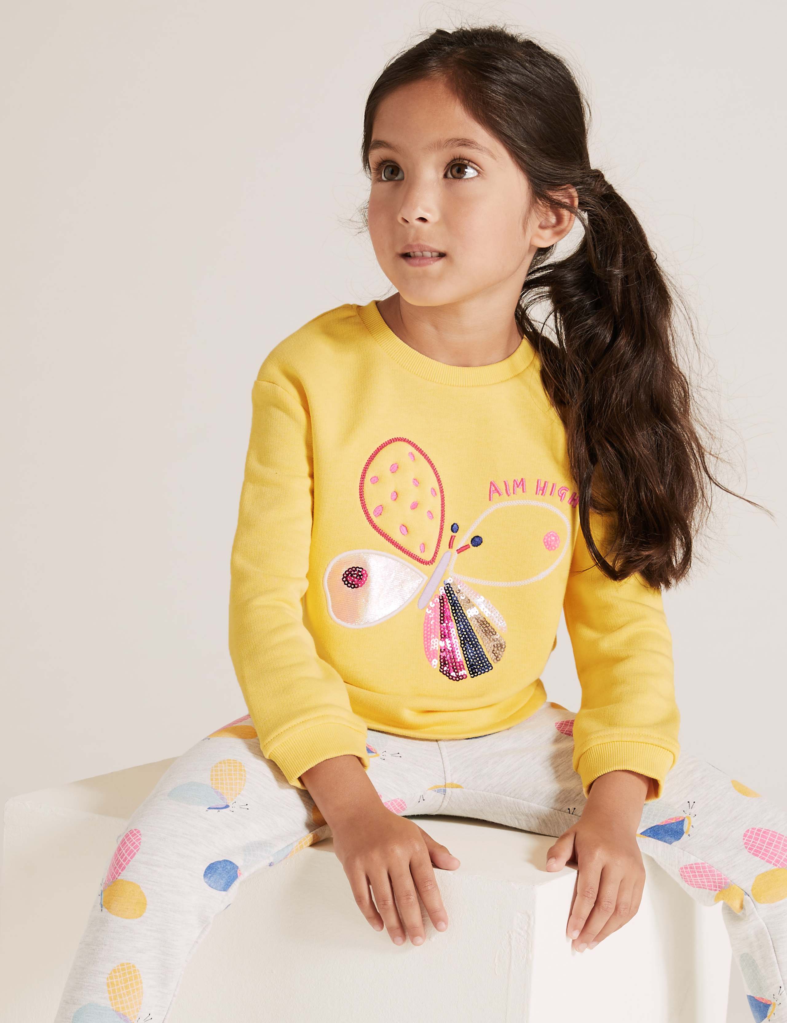Cotton Rich Sequin Butterfly Sweatshirt (2-7 Yrs) 1 of 4