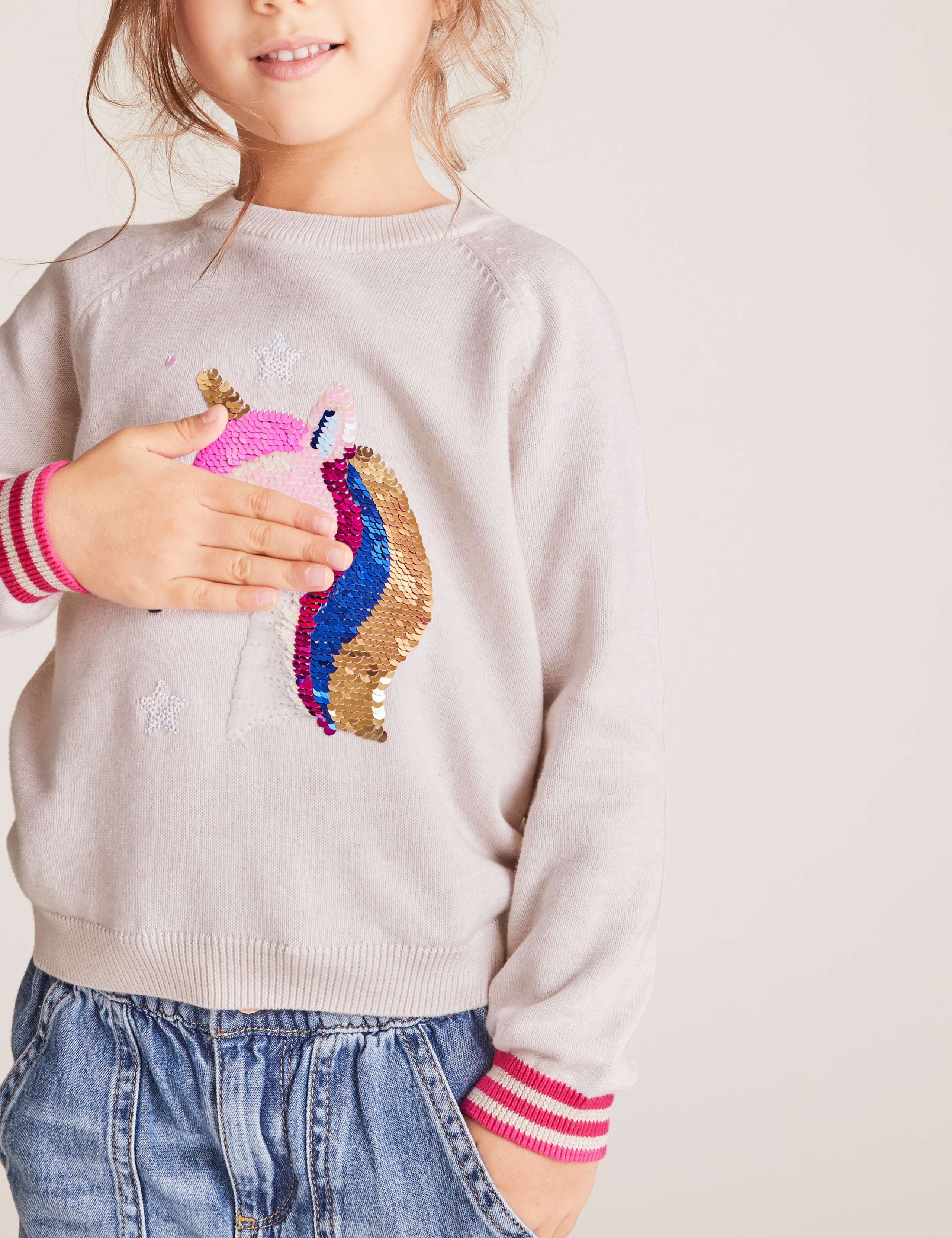 Pure Cotton Sequin Unicorn Jumper (2-7 Yrs) 3 of 4
