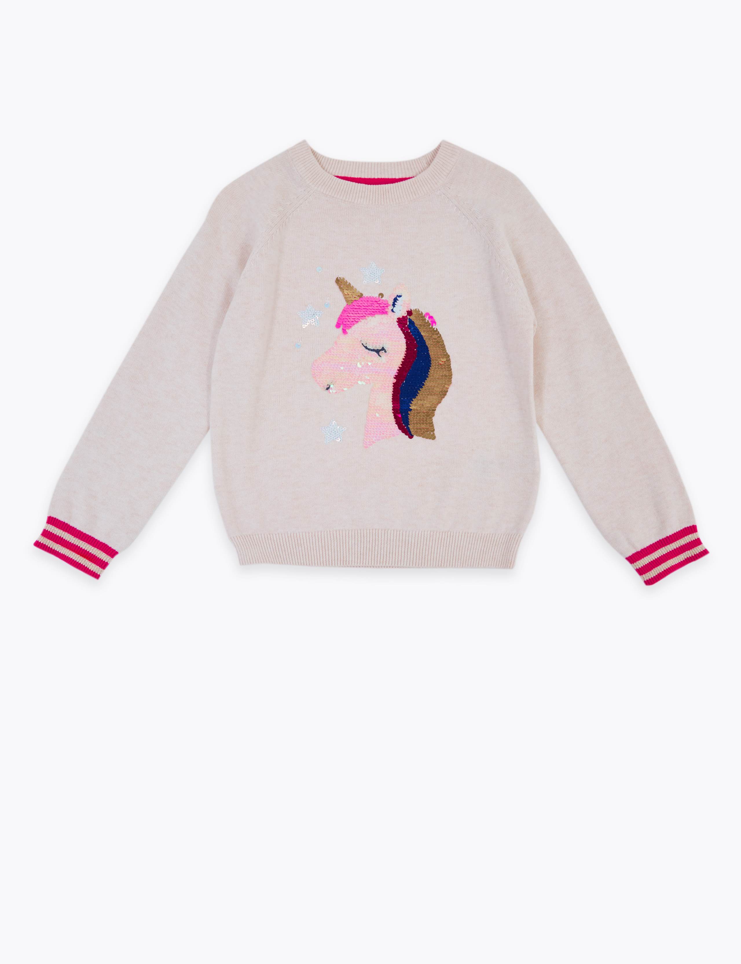 Pure Cotton Sequin Unicorn Jumper (2-7 Yrs) 2 of 4