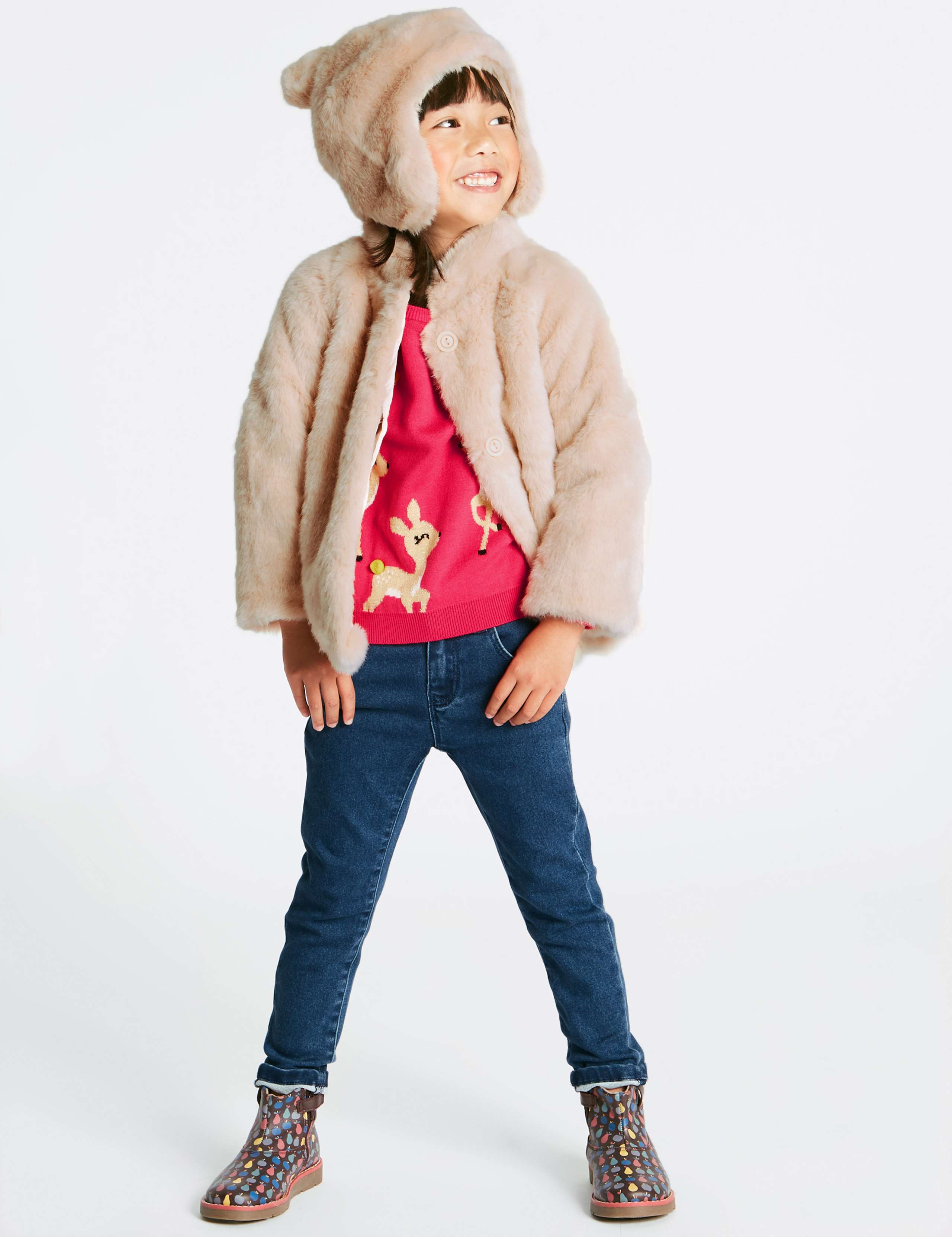 Cotton Rich All Over Deer Print Christmas Jumper (3 Months - 6 Years) 4 of 6