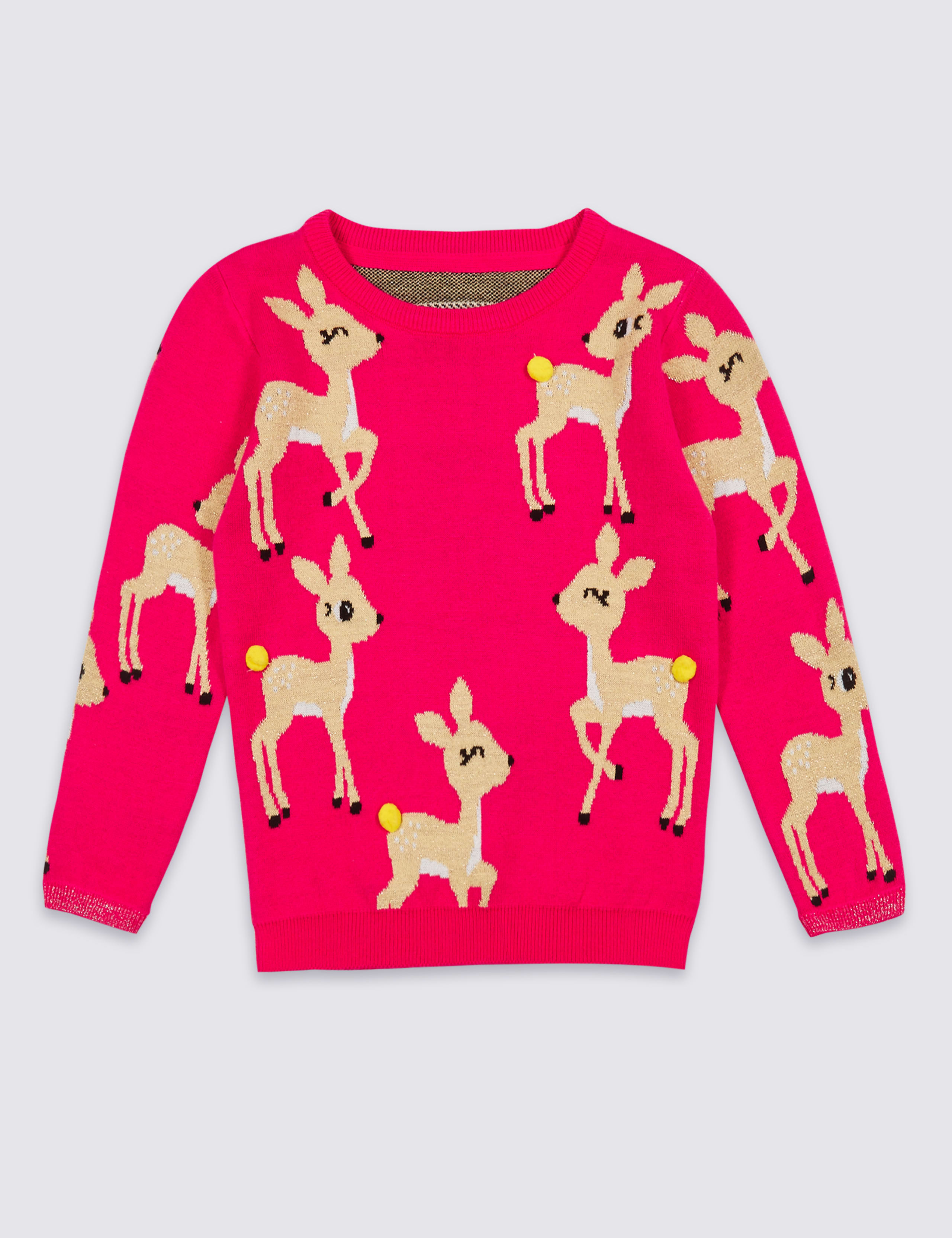 Cotton Rich All Over Deer Print Christmas Jumper (3 Months - 6 Years) 2 of 6
