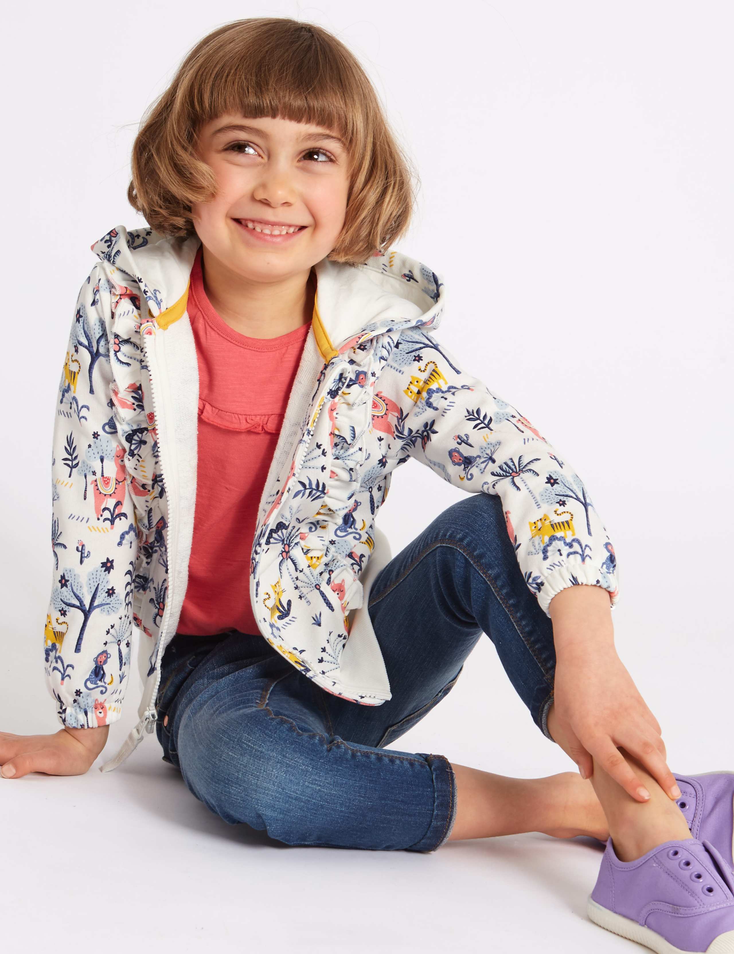 Cotton Rich Frill Hooded Top (3 Months - 7 Years) 1 of 3