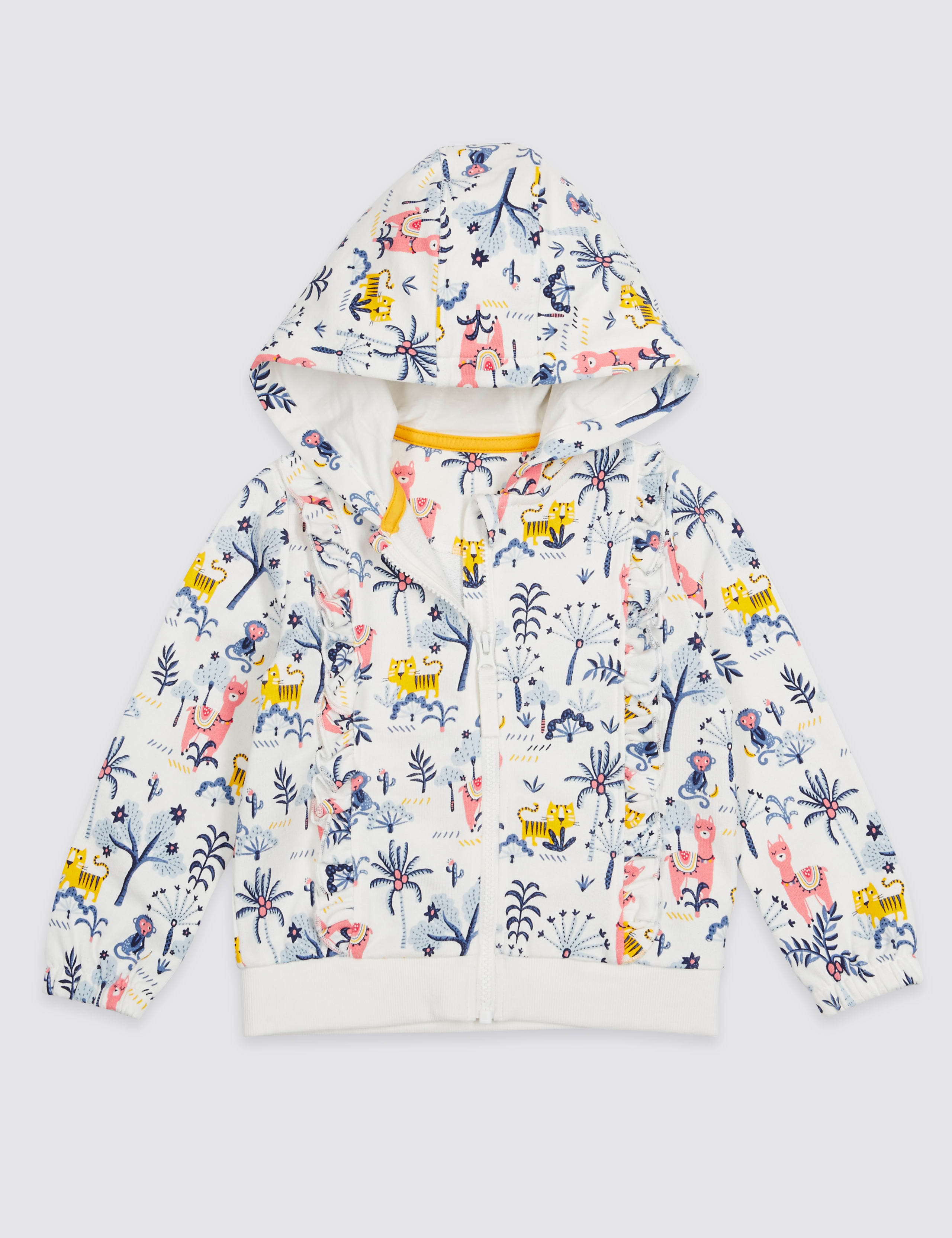 Cotton Rich Frill Hooded Top (3 Months - 7 Years) 2 of 3