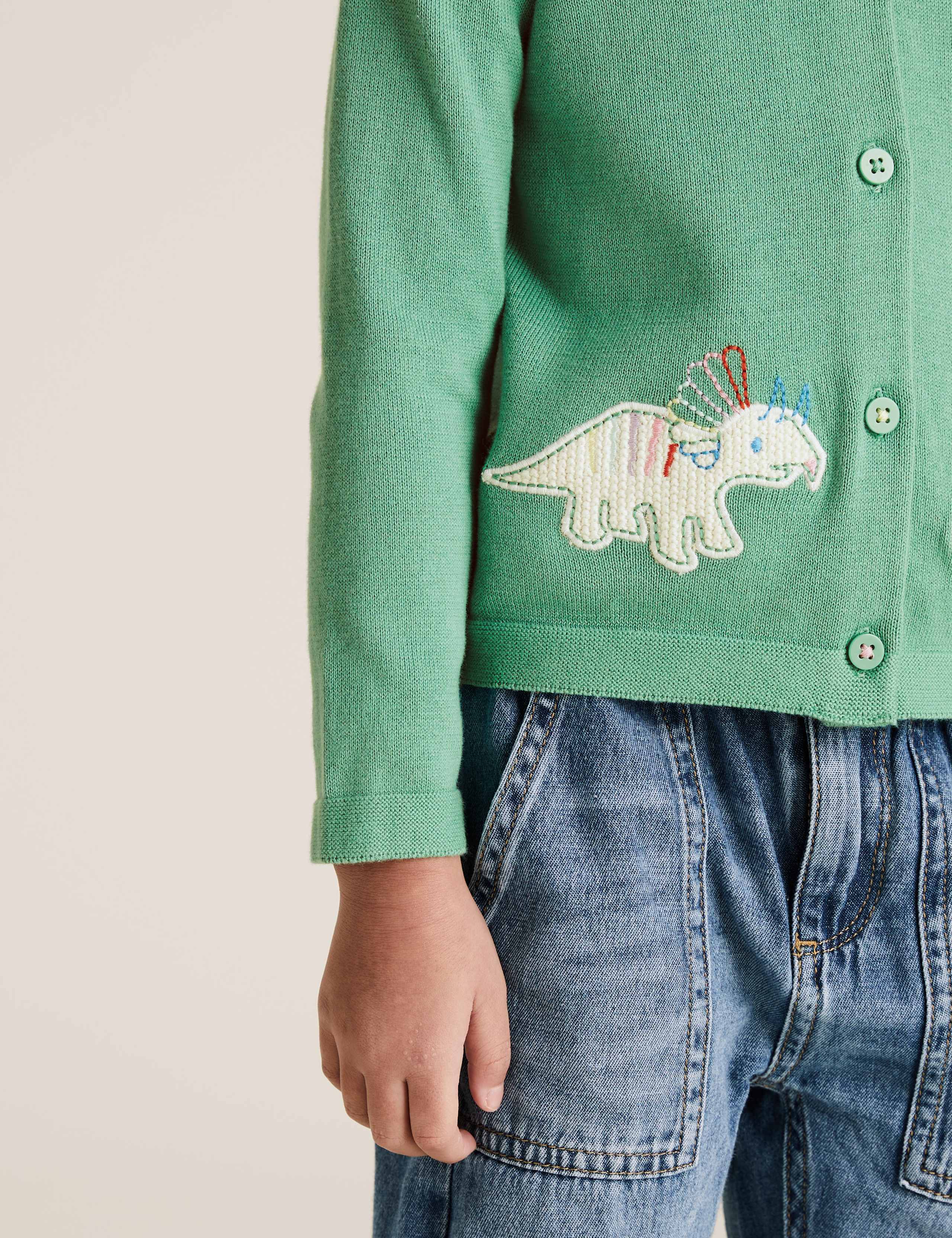 Pure Cotton Dinosaur Cardigan (2-7 Yrs) 3 of 4