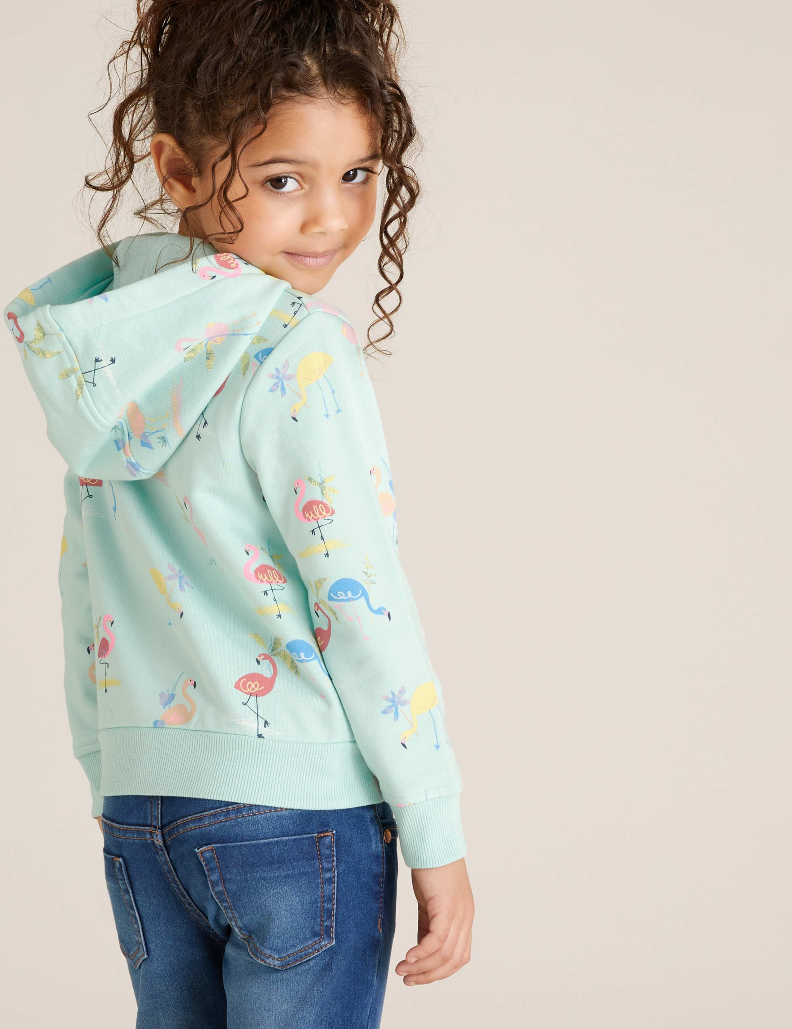 Cotton Flamingo Print Hoodie (2-7 Yrs) 4 of 4
