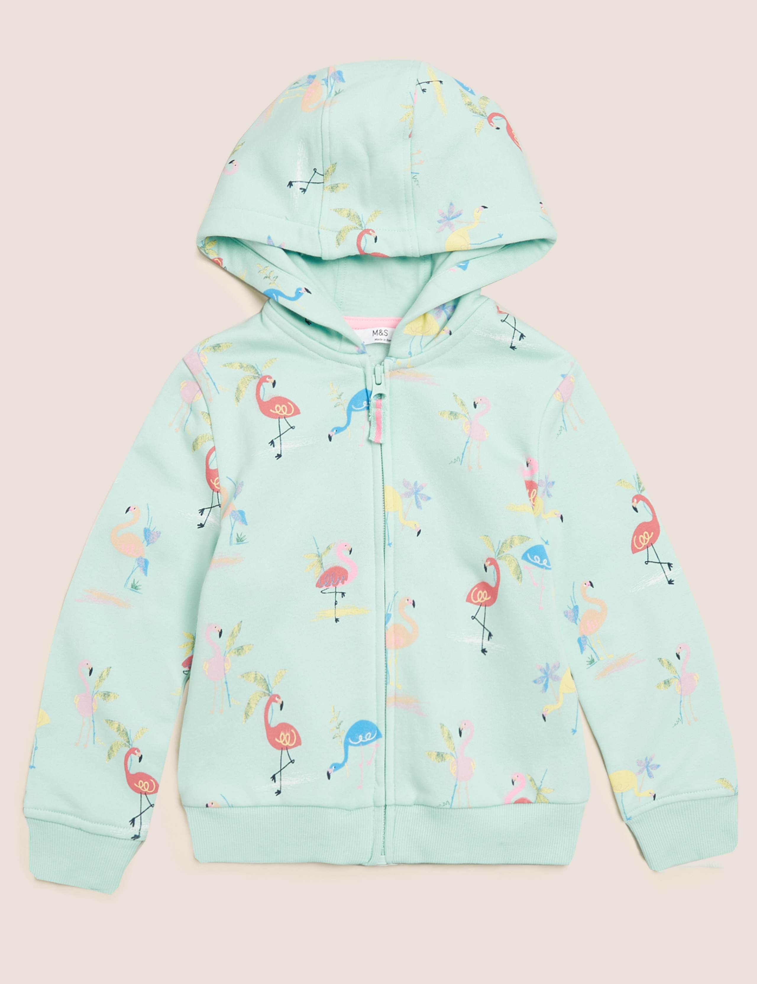 Cotton Flamingo Print Hoodie (2-7 Yrs) 2 of 4