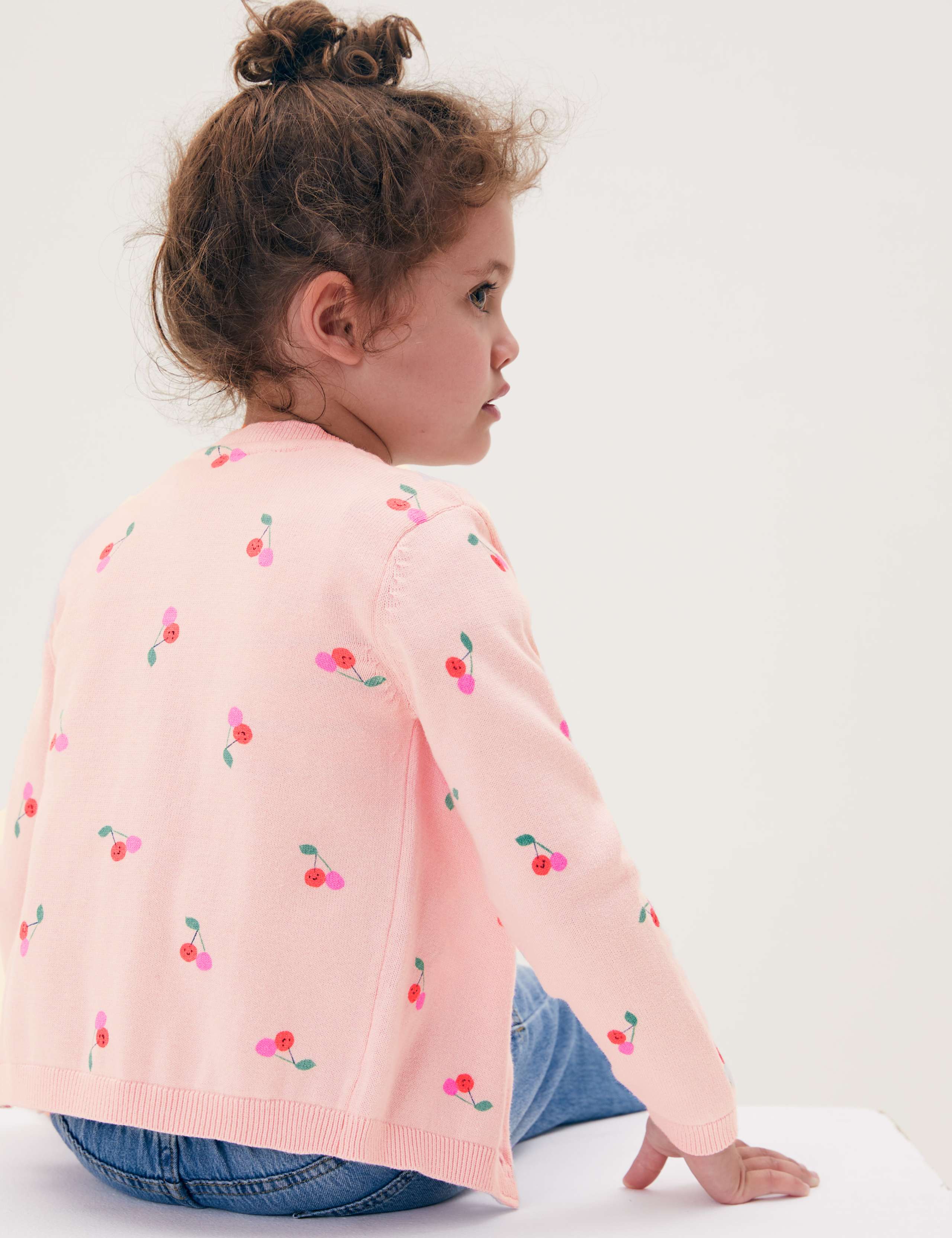 Pure Cotton Cherry Print Cardigan (2-7 Yrs) 4 of 4