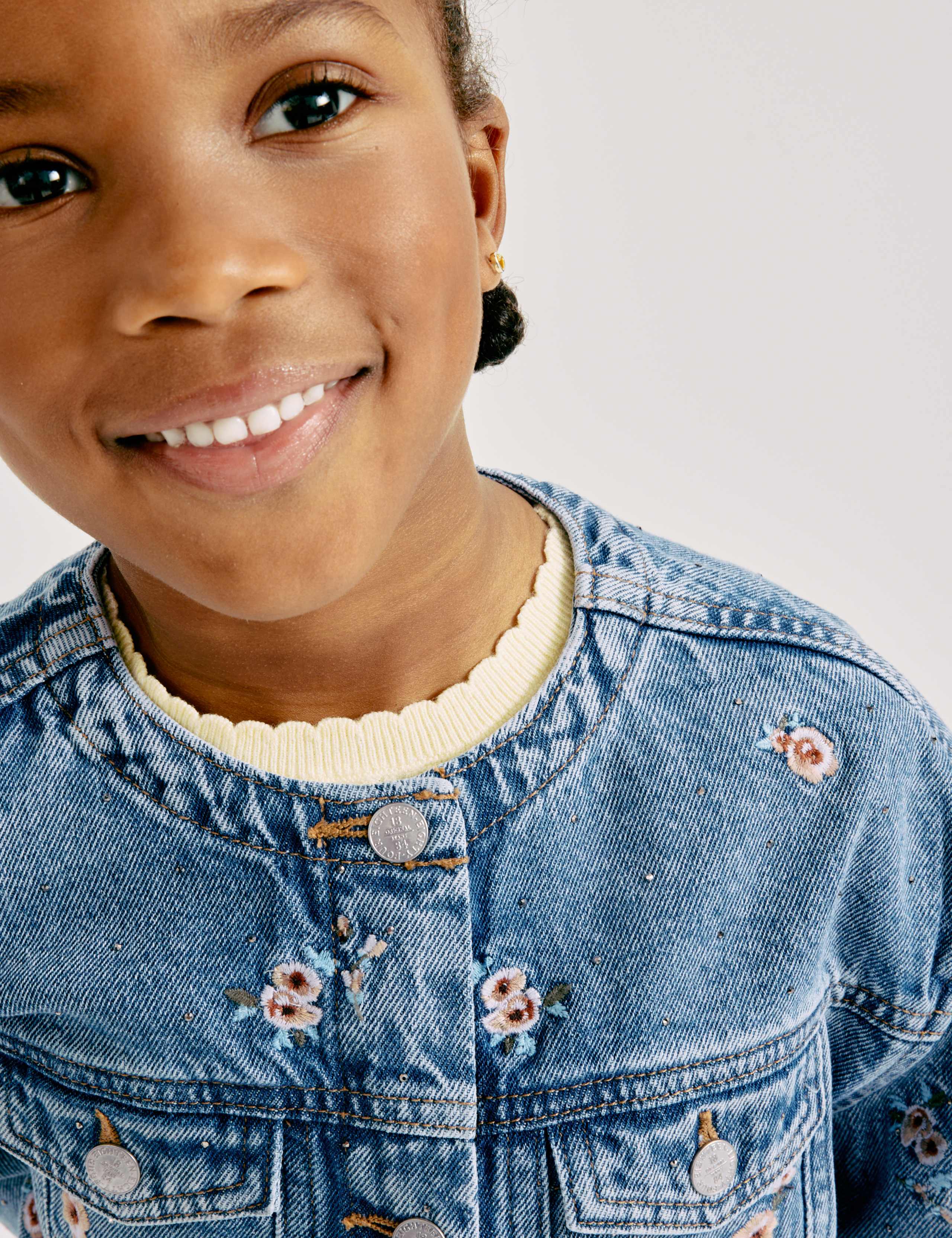 Floral Embroidered Denim Shacket (2-10 Years) 1 of 9